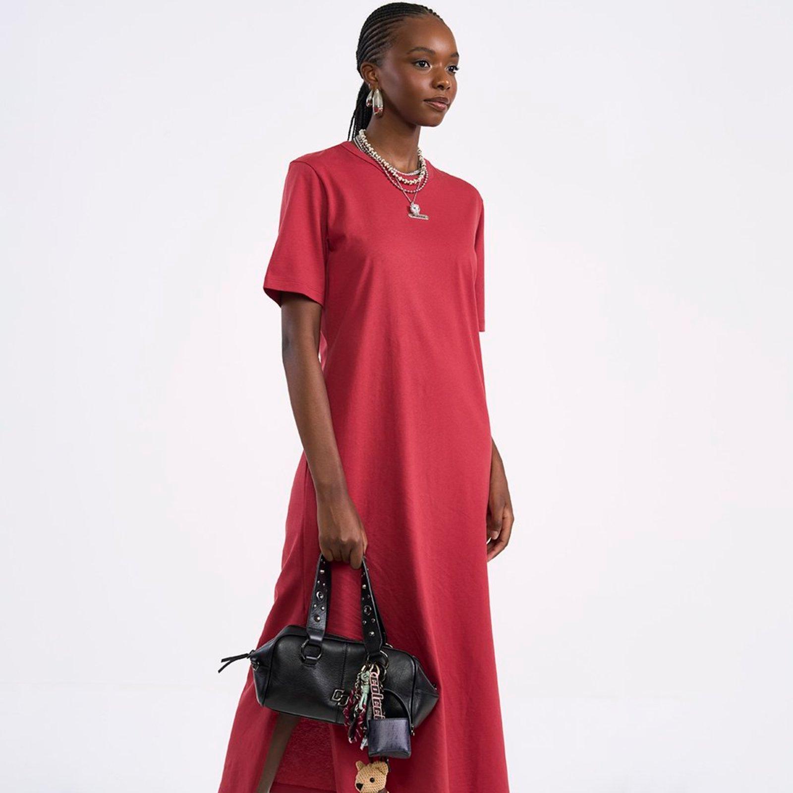 Vestido Mid Colcci Liso In26 Vermelho Feminino