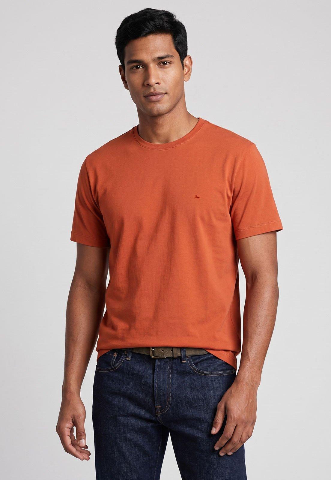 Camiseta Masculina Aramis Logo Bordado Laranja