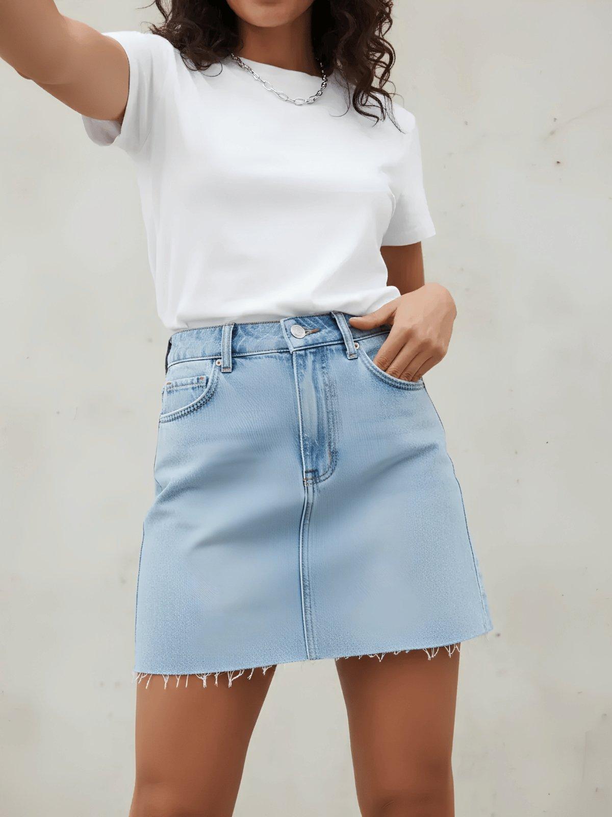 Saia Jeans Feminina Encurtada Com Barra A Fio Colcci