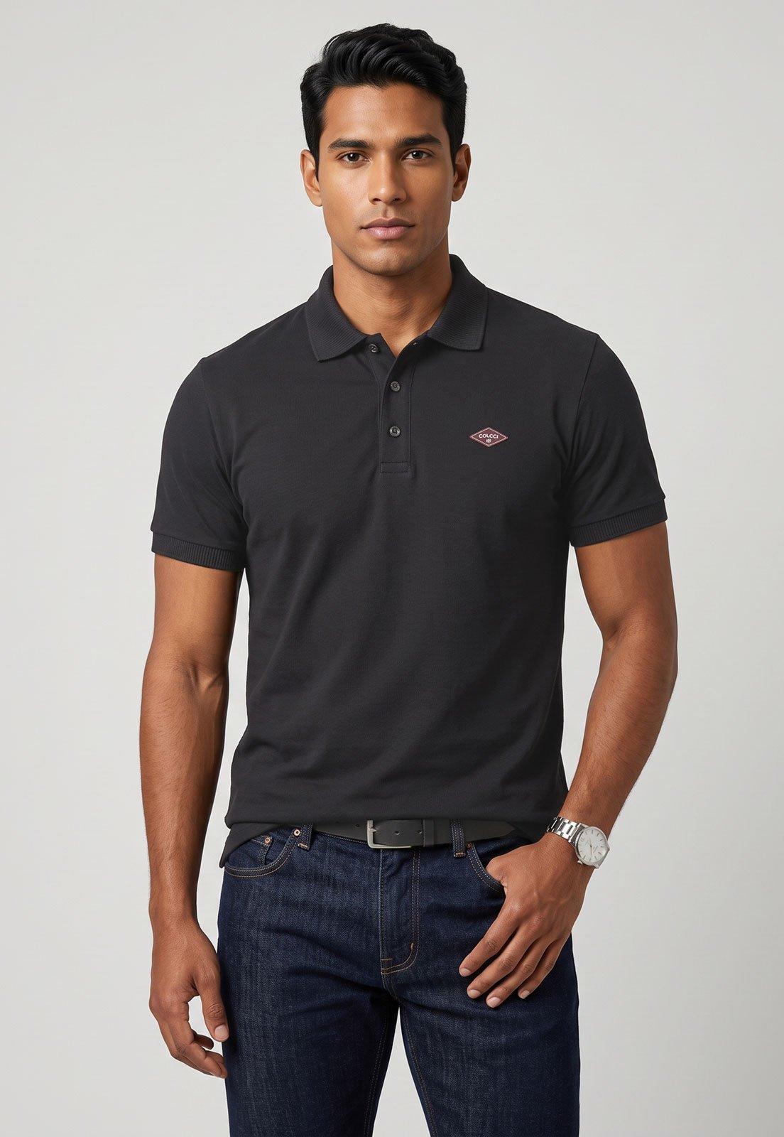 Polo Masculina Colcci Gola Polo Preta