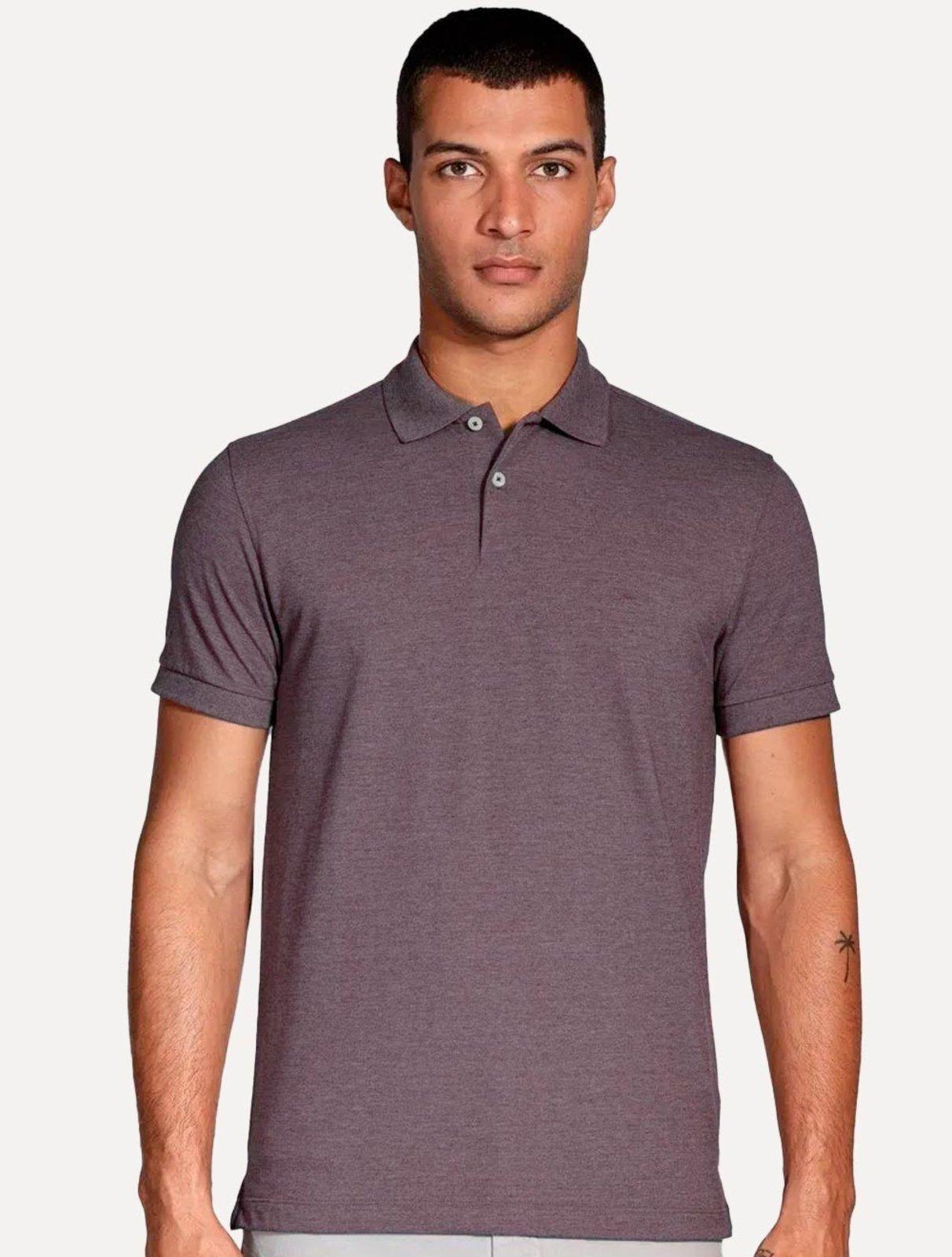 Polo Aramis Masculina Regular Basic Piquet Roxo Mescla