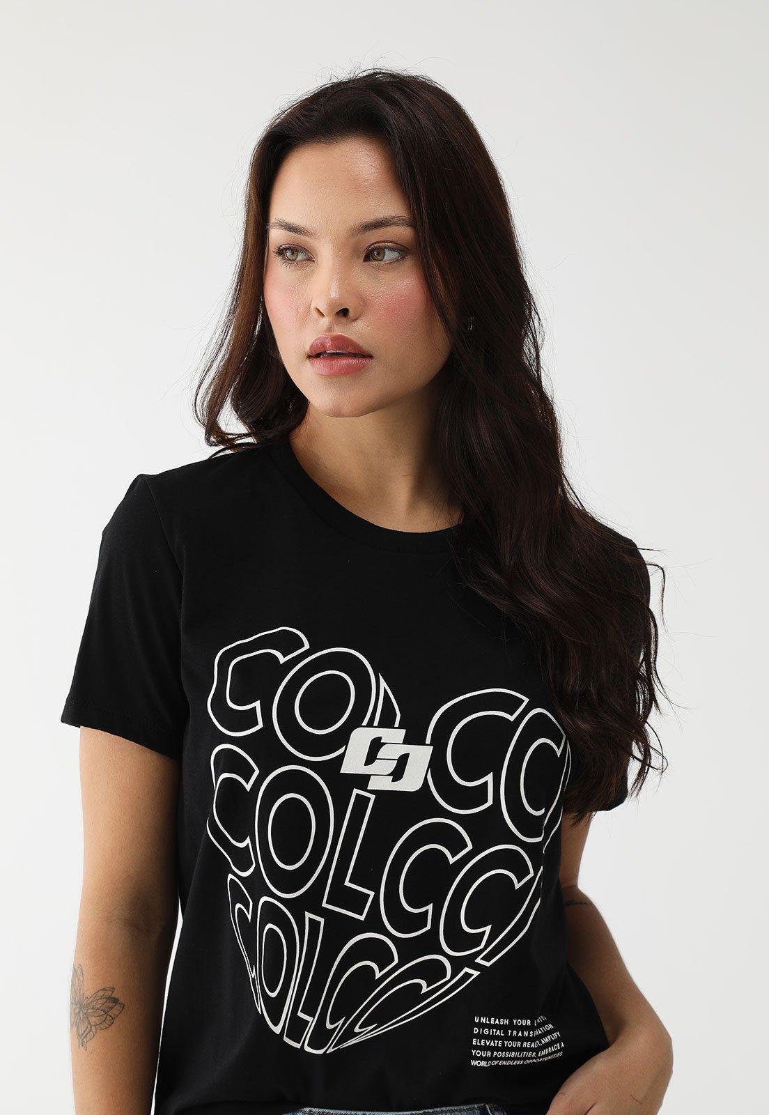 Camiseta Colcci Reta Logo Preta