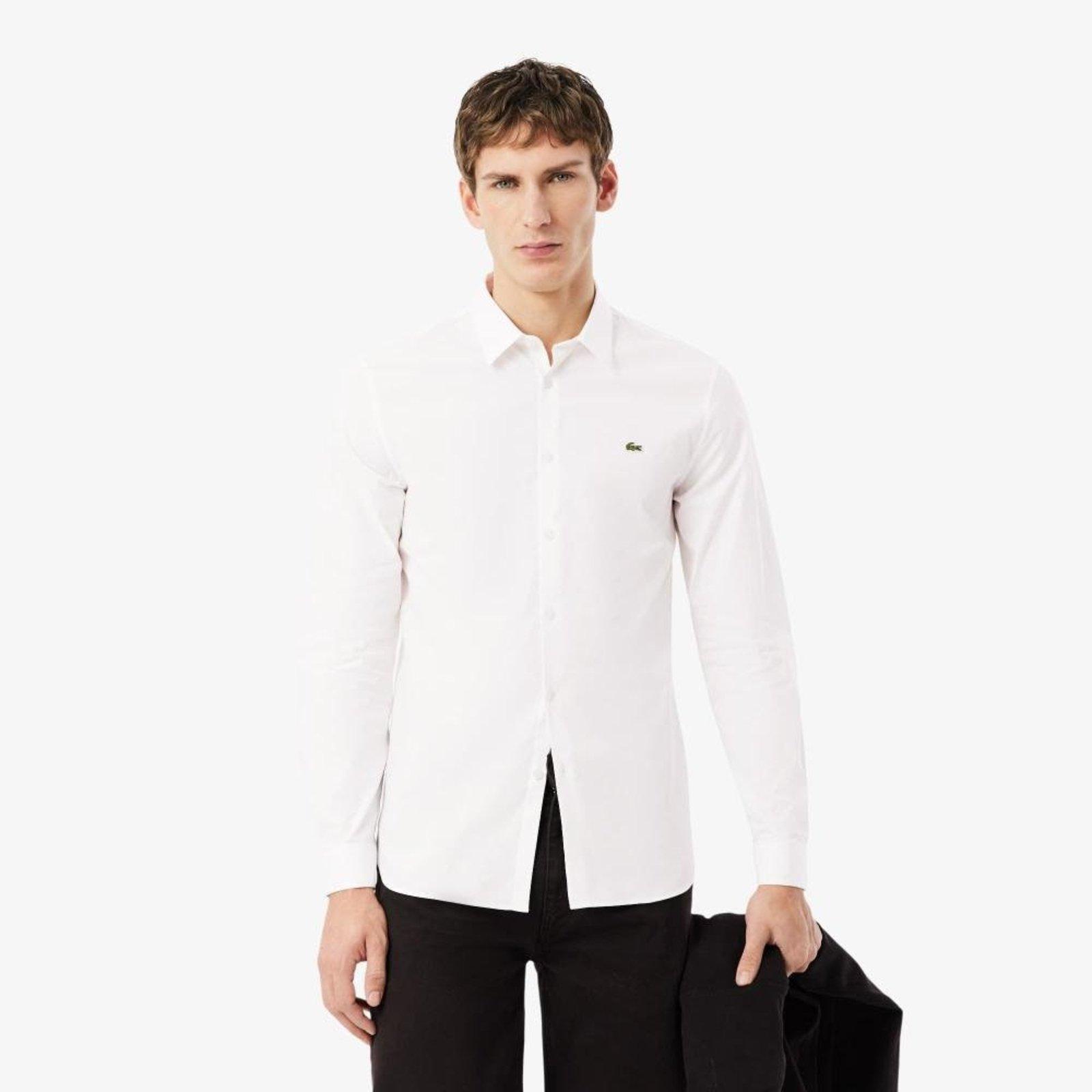 Camisa Slim Fit em Popeline Stretch Branco