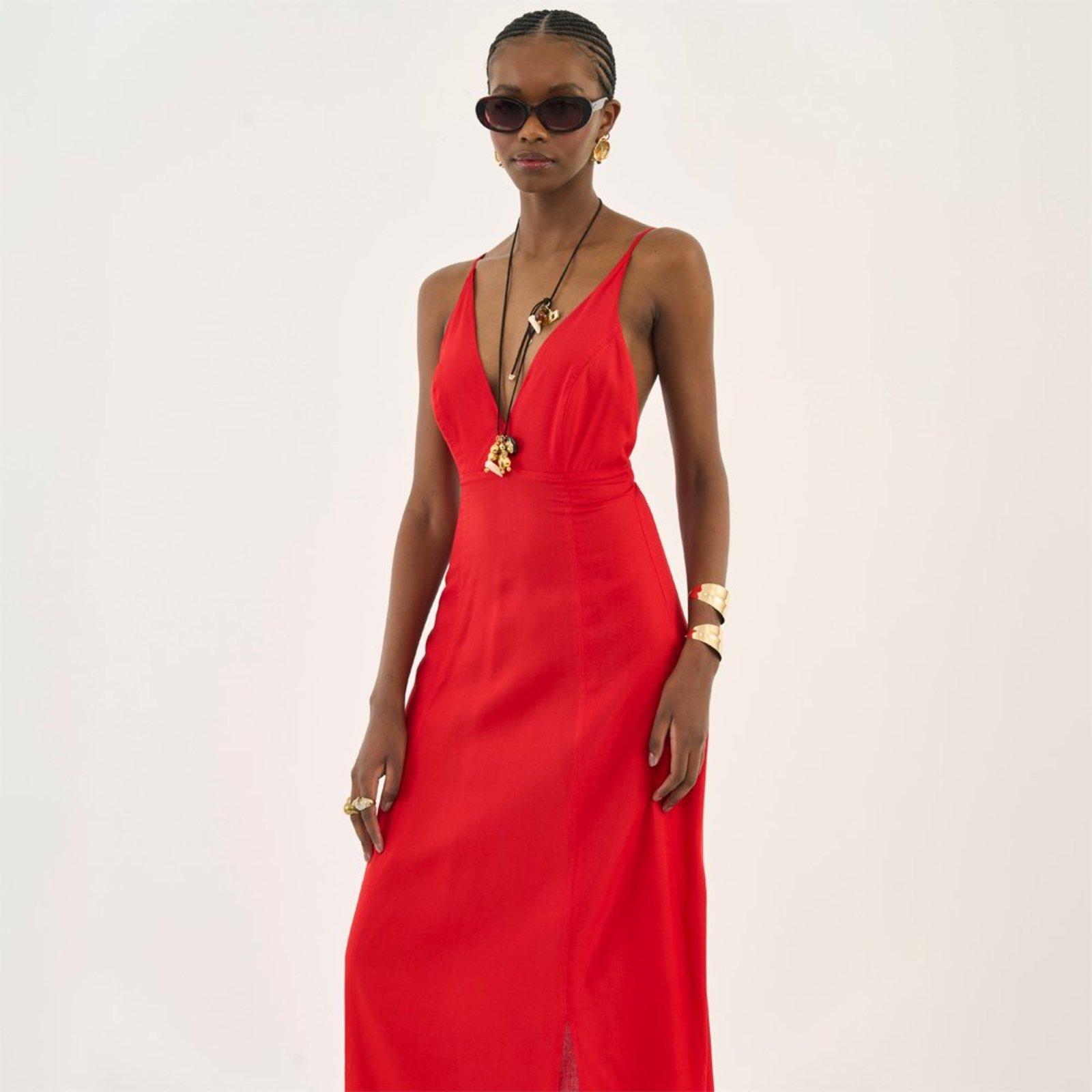 Vestido Super Mid Colcci Decote Ou26 Vermelho Feminino