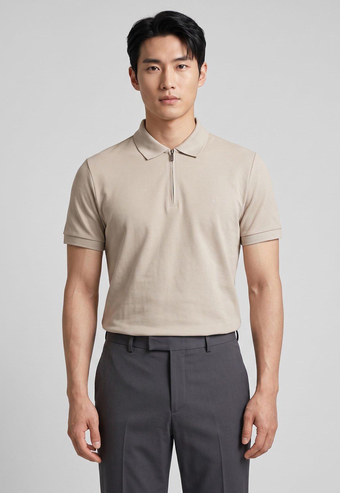 Camiseta Polo Masculina Aramis Zíper Bege