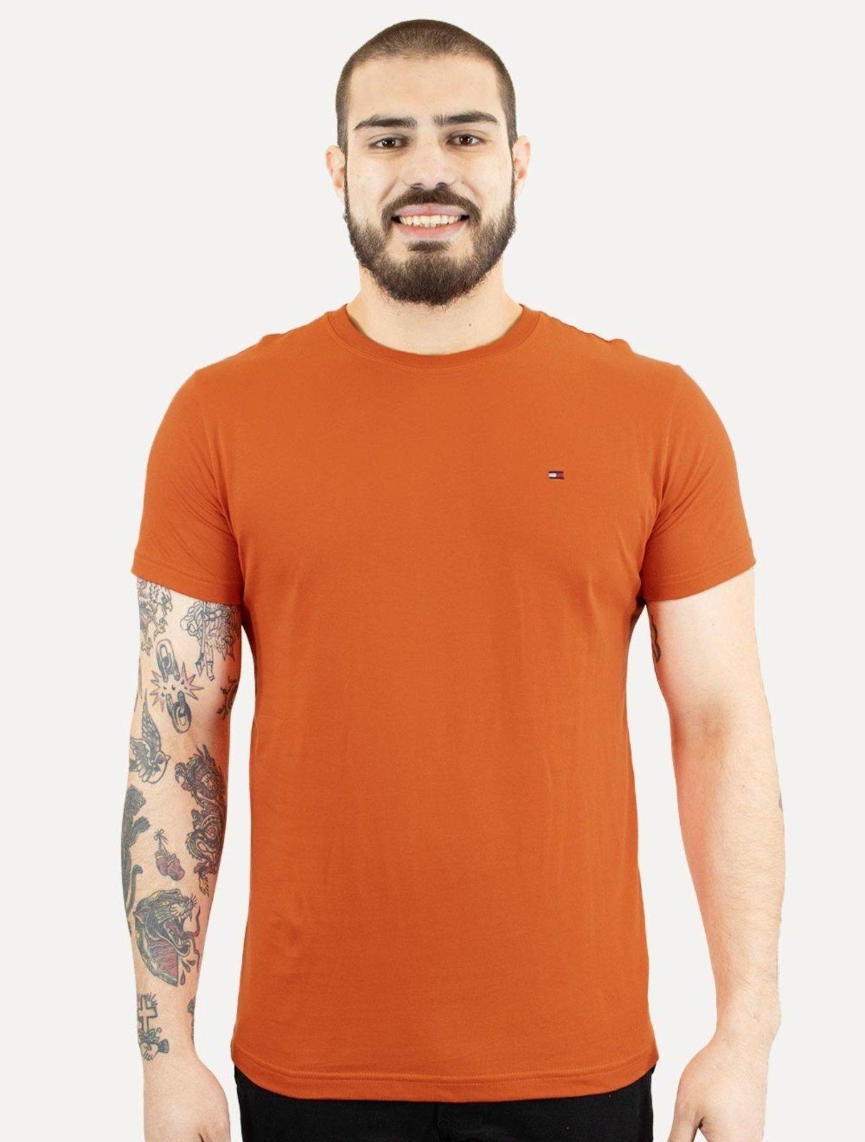 Camiseta Tommy Hilfiger Masculina Essential Cotton Laranja Escuro