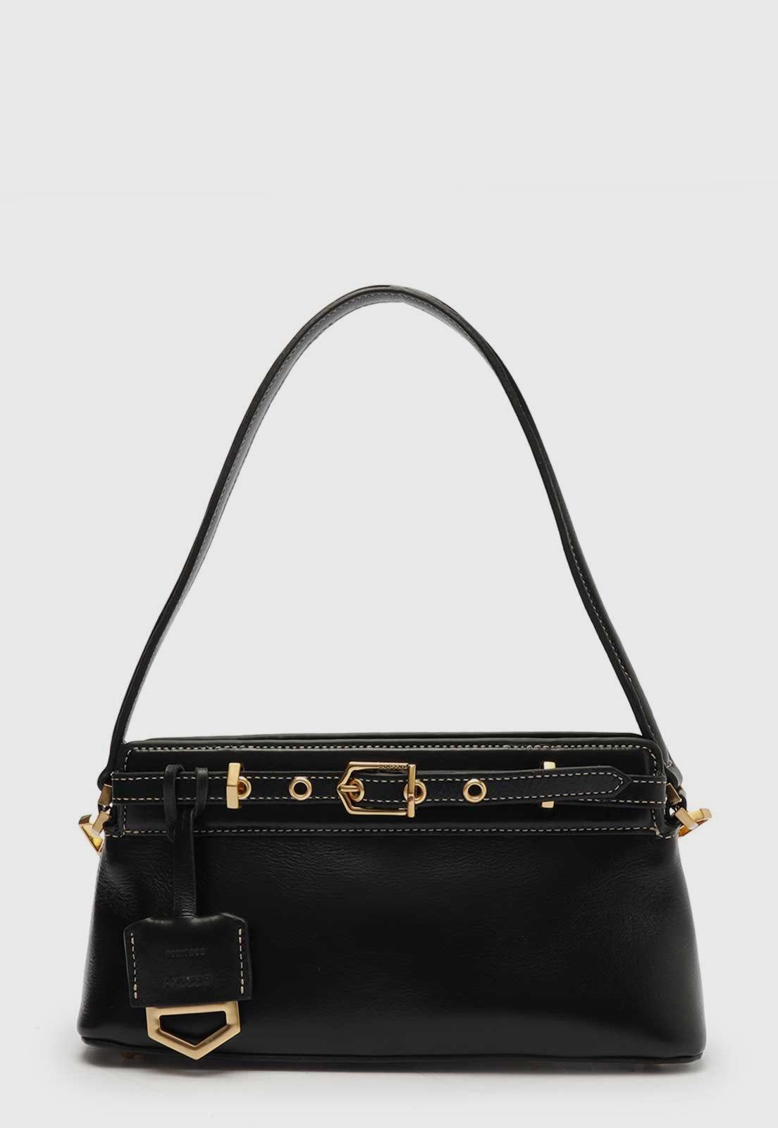 Bolsa Tiracolo Feminina Arezzo Heritage Leather Preta