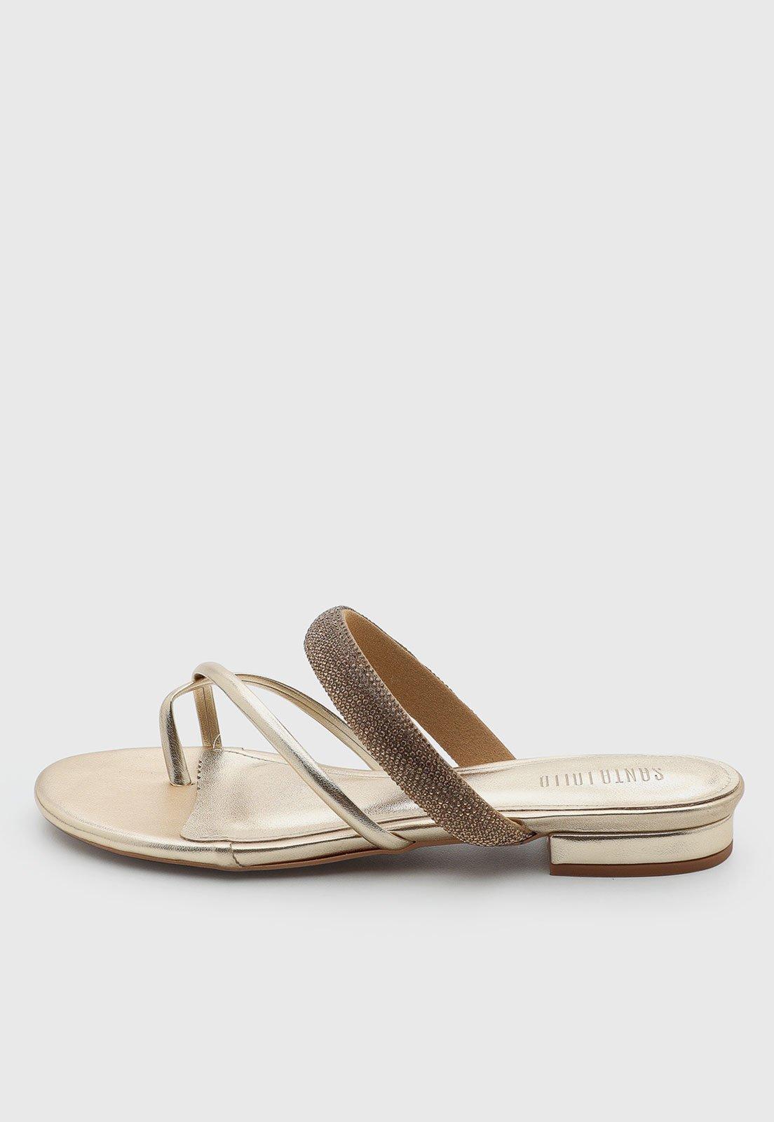 Sandália Feminina Santa Lolla Tiras Dourado