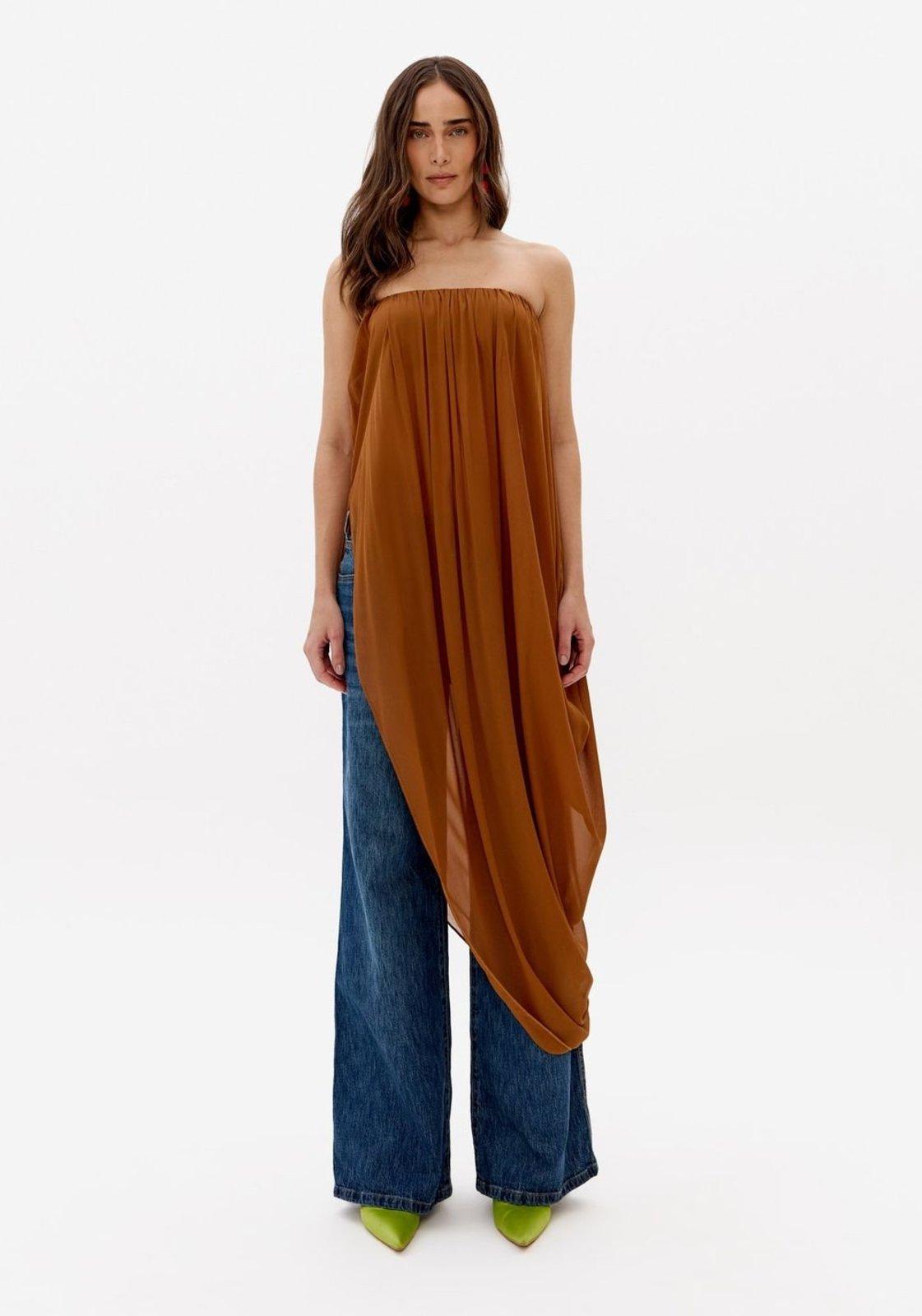 Blusa Alongada De Chiffon De Viscose Lança Perfume