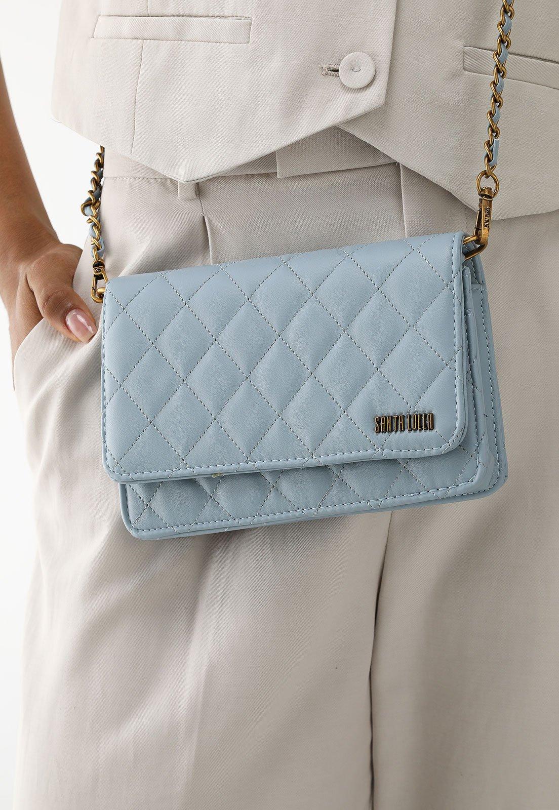 Bolsa Transversal Santa Lolla Alça Corrente Azul