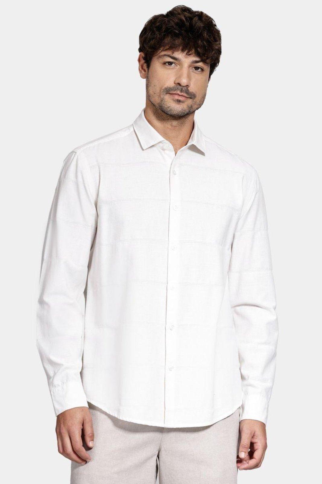 Camisa Aramis Manga Longa Regular Algodão Capri Natural