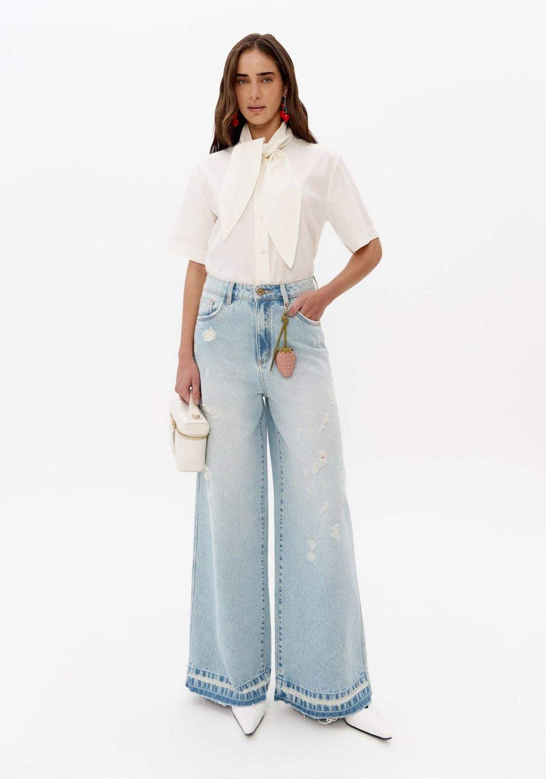 Calça Jeans Relaxed Cintura Média Lança Perfume
