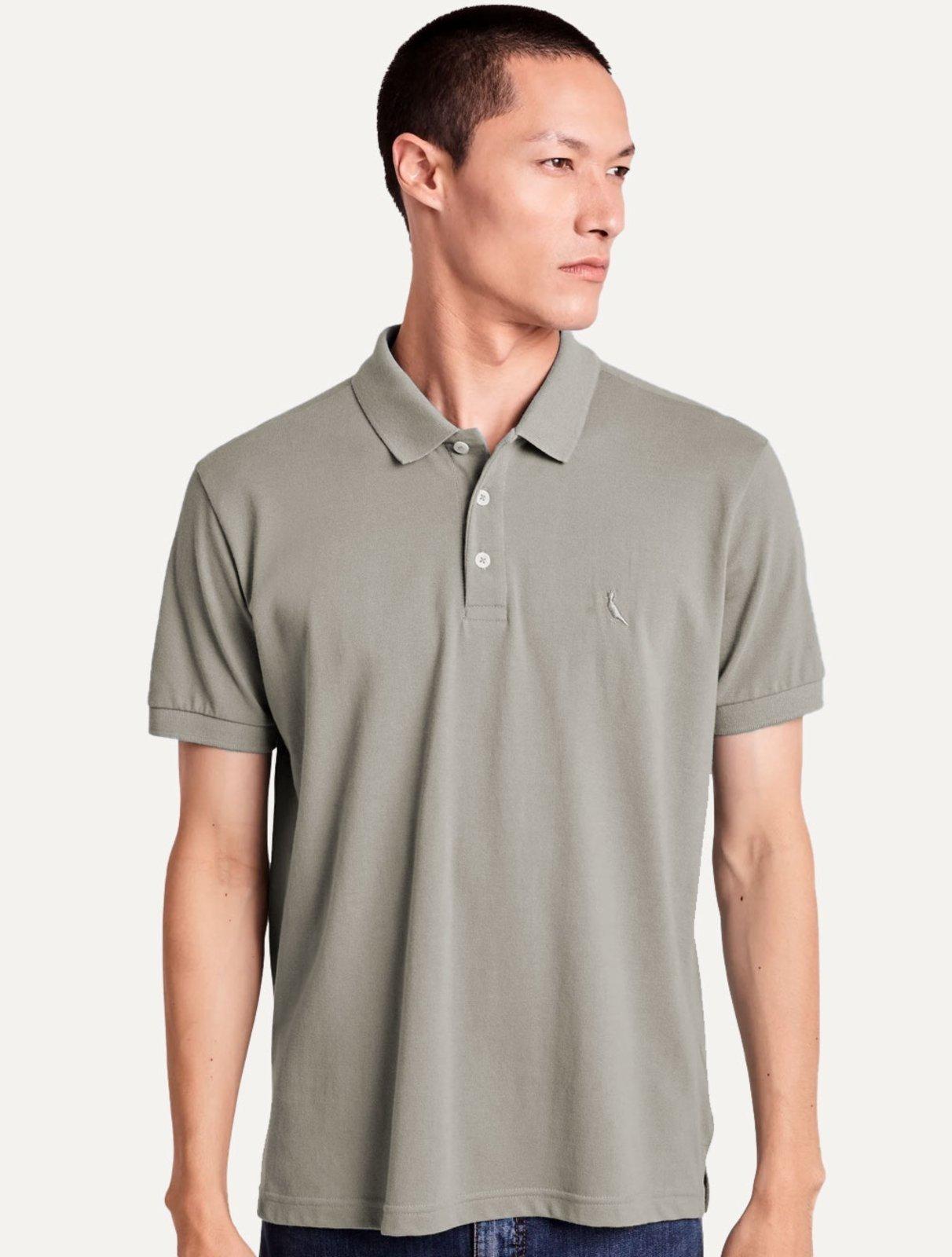 Polo Reserva Masculina Piquet Clássica Cinza