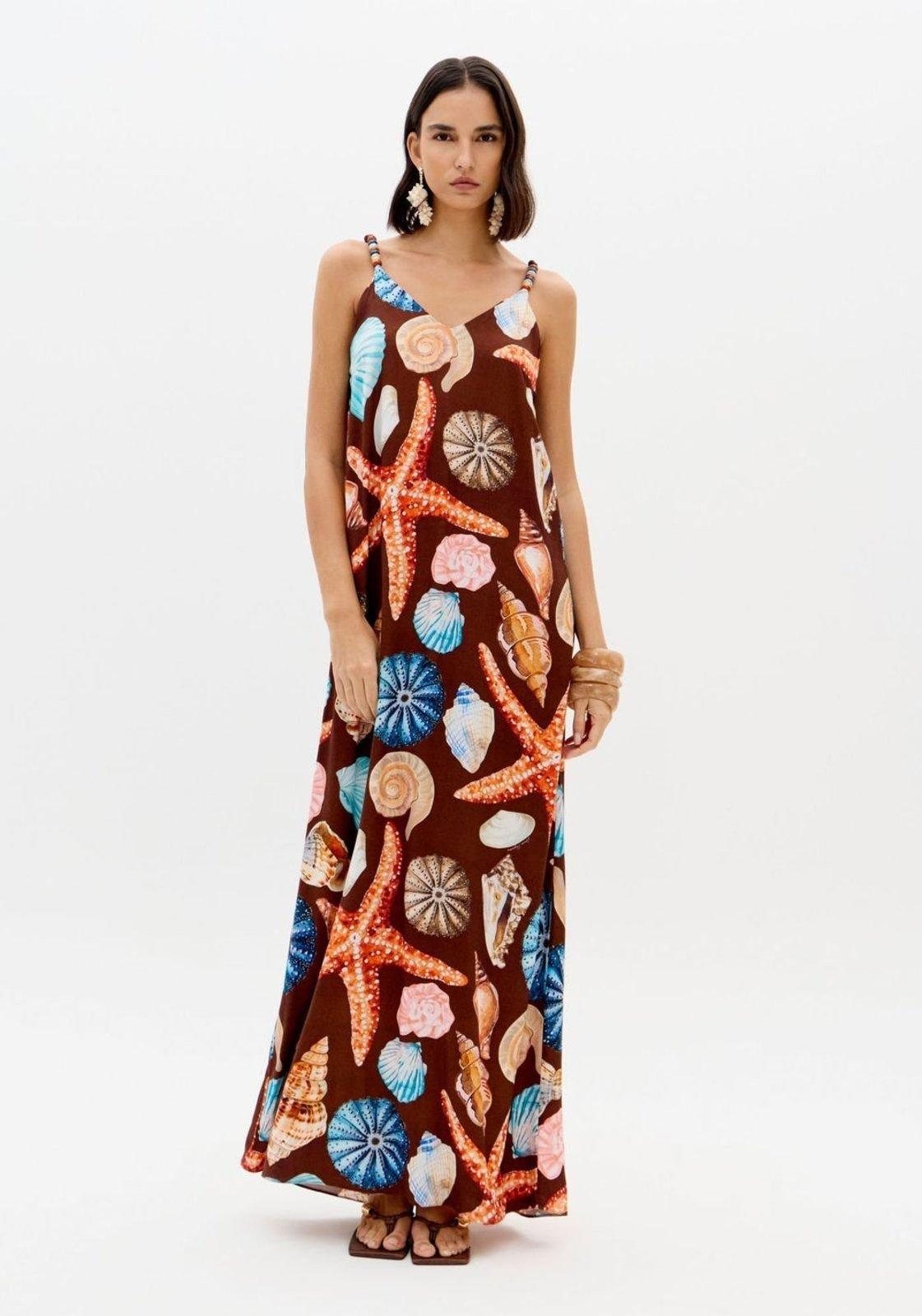 Vestido Longo De Alças Estampado Lança Perfume