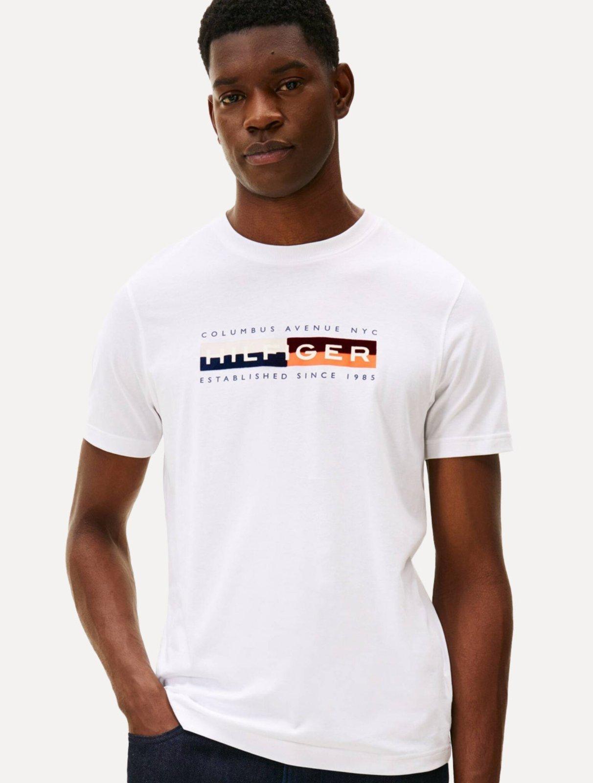 Camiseta Tommy Hilfiger Masculina Colour Block Graphic Branca