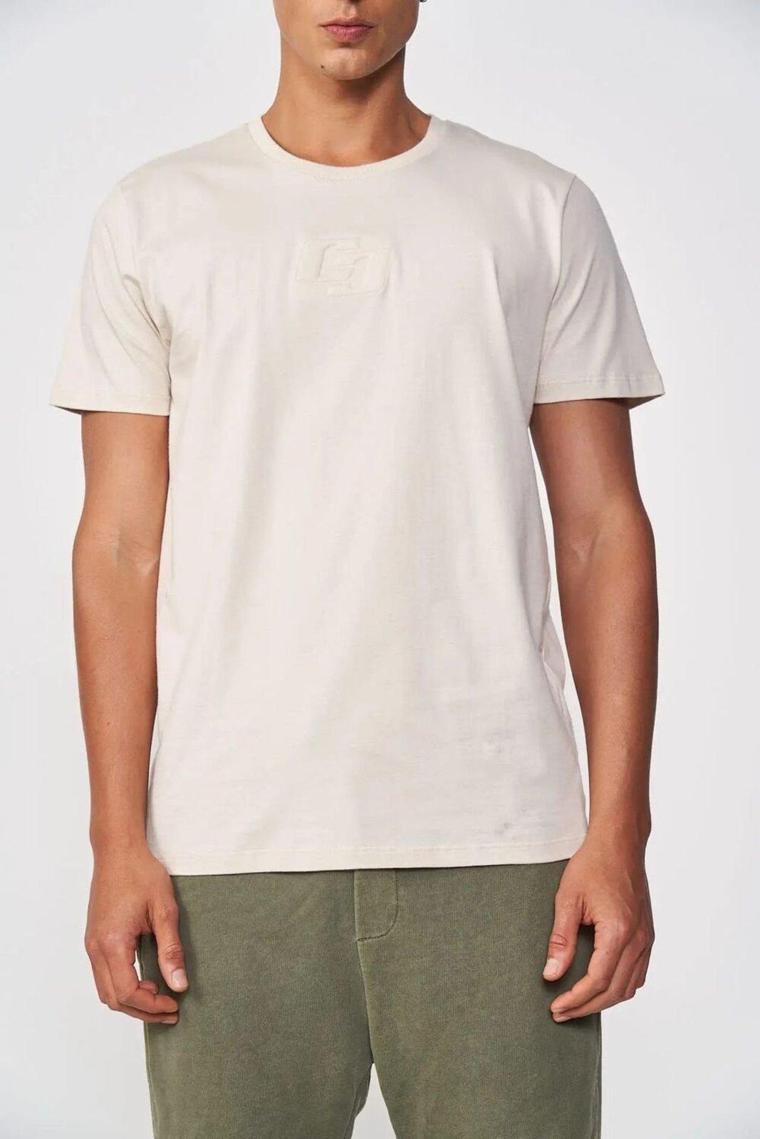 Camiseta Masculina Reta Com Logo Alto Relevo Colcci Bege
