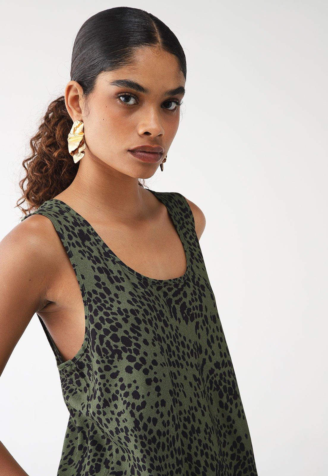 Blusa Lança Perfume Evasê Estampada Verde
