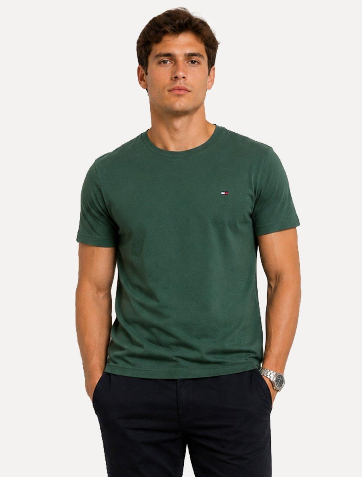 Camiseta Tommy Hilfiger Masculina Essential Cotton Verde Militar