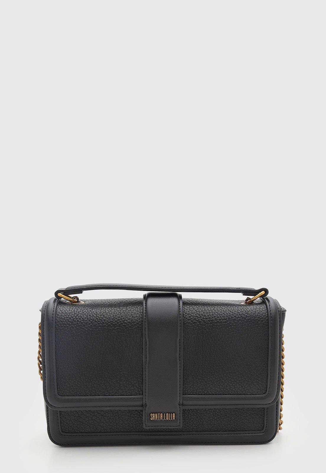 Bolsa Feminina Santa Lolla Logo Metalizado Preta