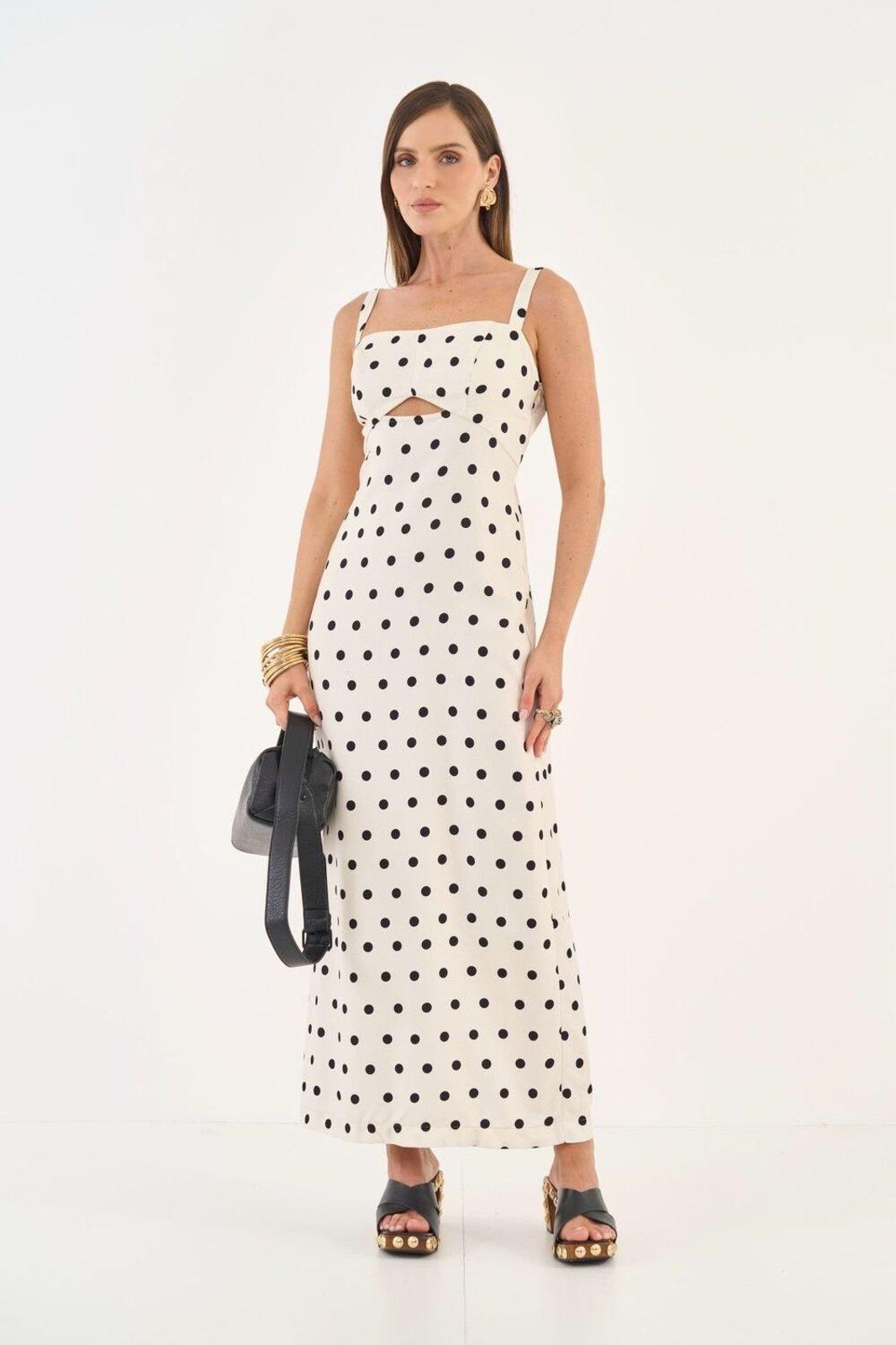 Vestido Midi Alfaiataria Poá Colcci Poalissimo