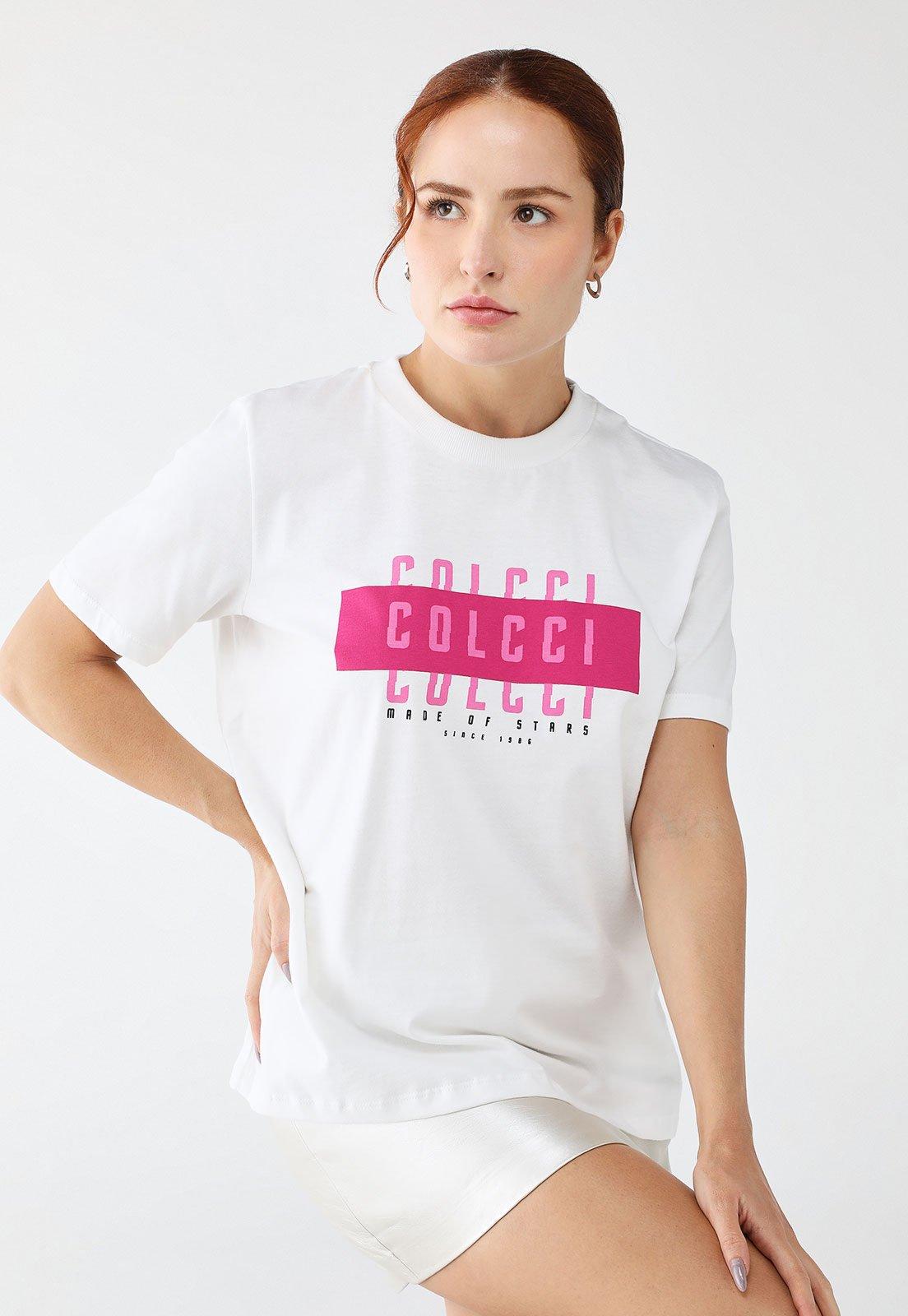 Camiseta Colcci Reta Logo Branca