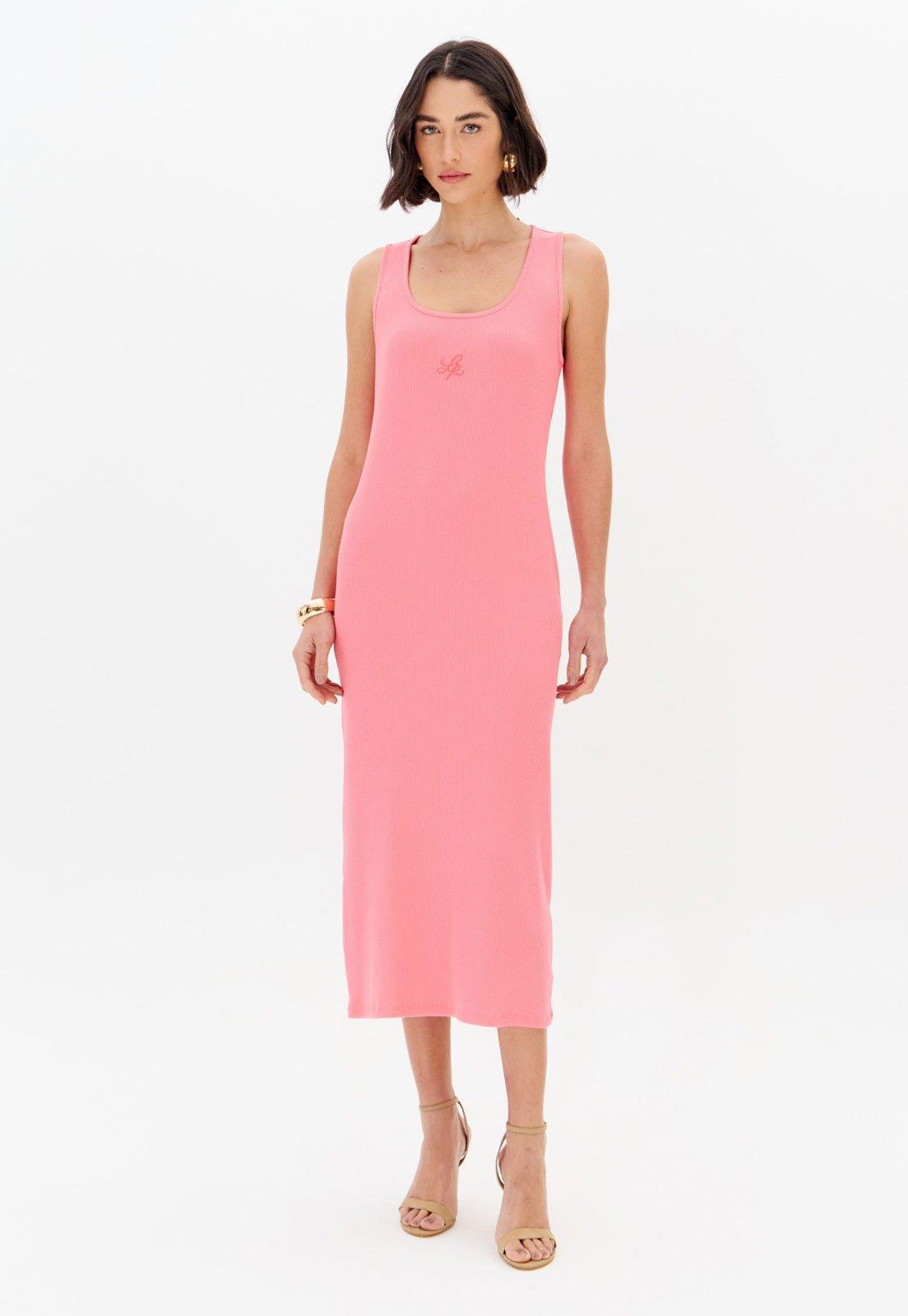 Vestido Lança Perfume Midi Alças Largas Rosa