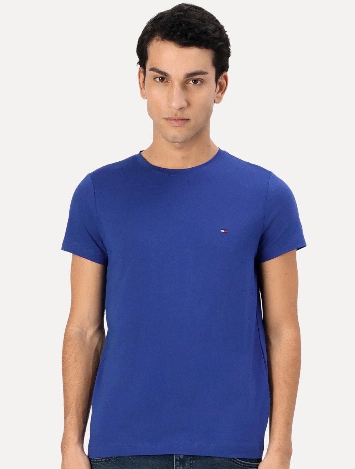 Camiseta Tommy Hilfiger Masculina Slim Fit Essential Stretch Azul Royal