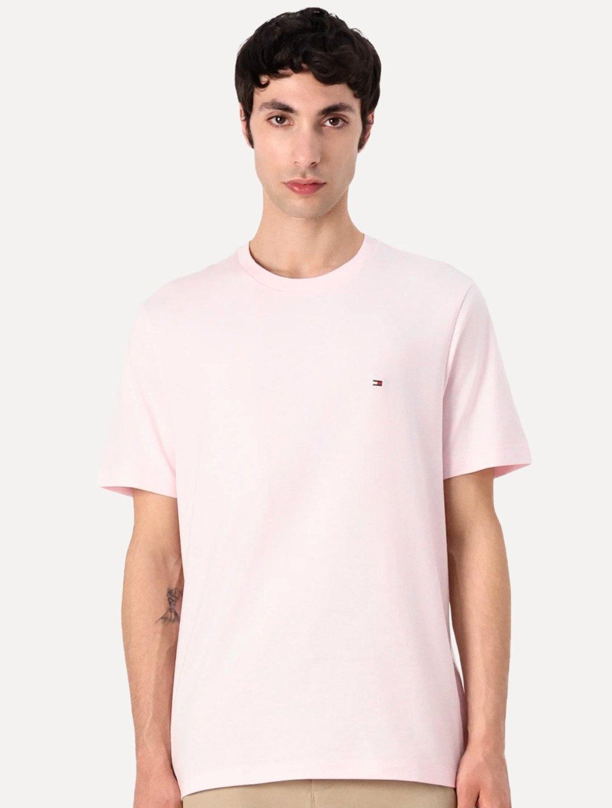 Camiseta Tommy Hilfiger Masculina Essential Cotton Rosa Claro
