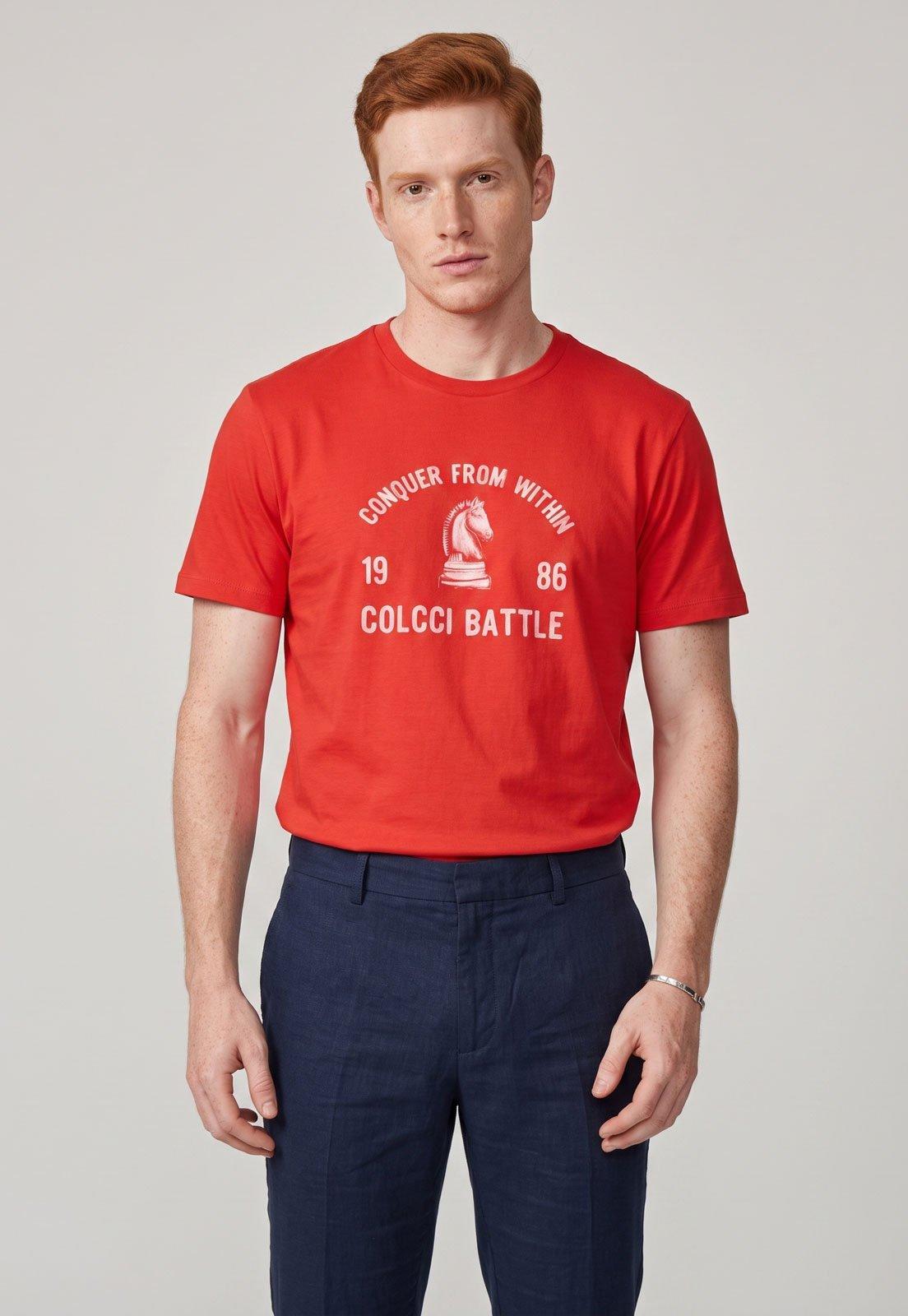 Camiseta Masculina Colcci Estampa Frontal Vermelha