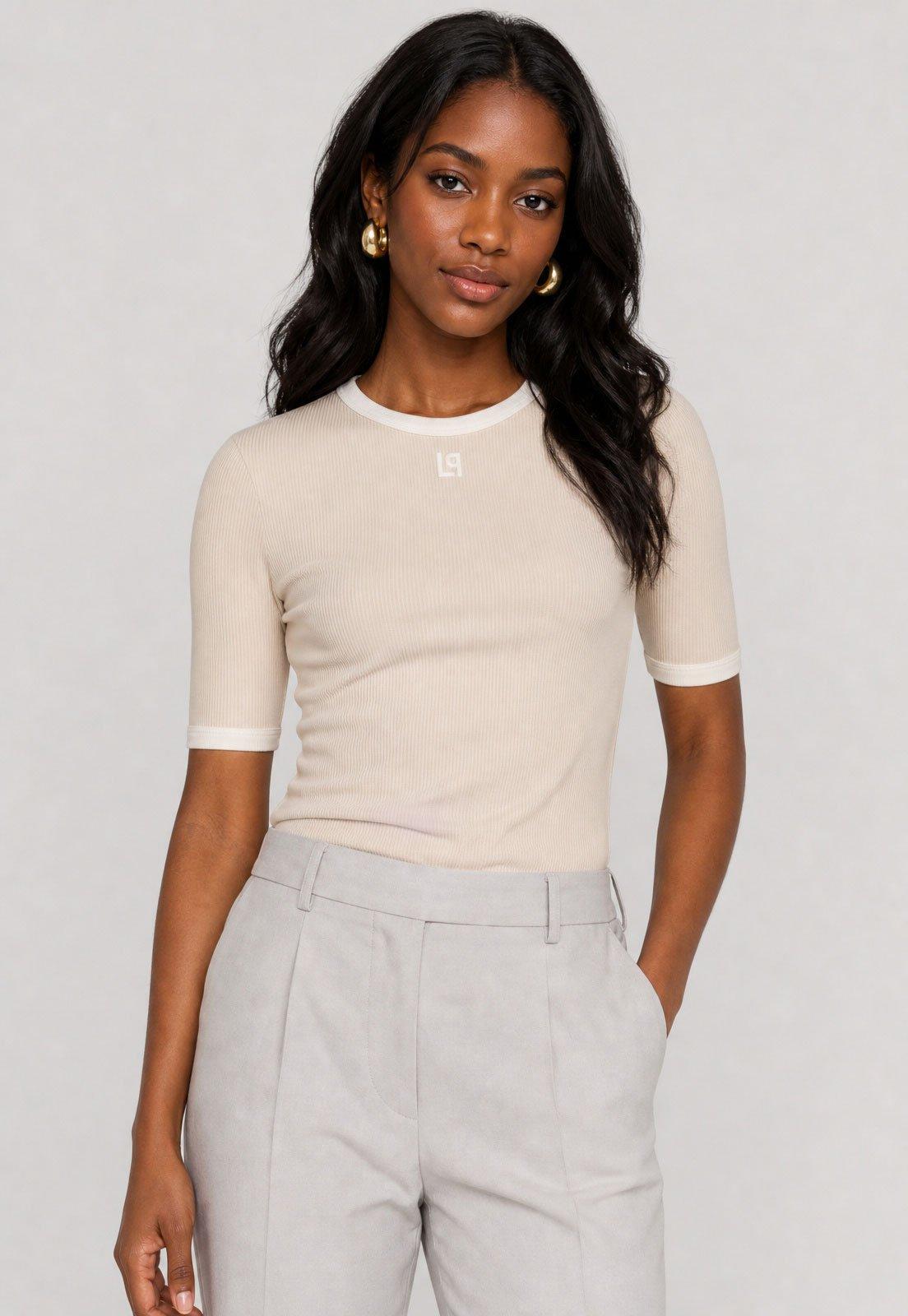 Blusa Feminina Lança Perfume Ribana Bege