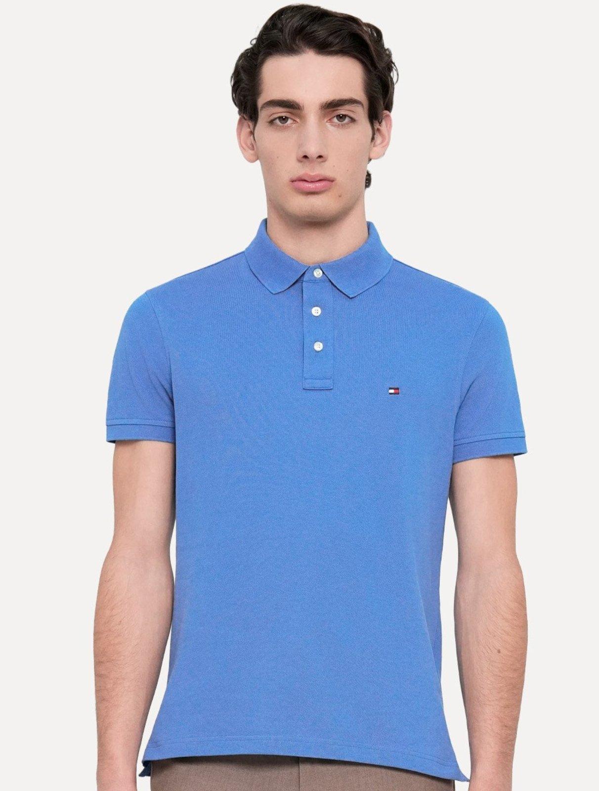 Polo Tommy Hilfiger Masculina Slim Piquet 1985 Azul