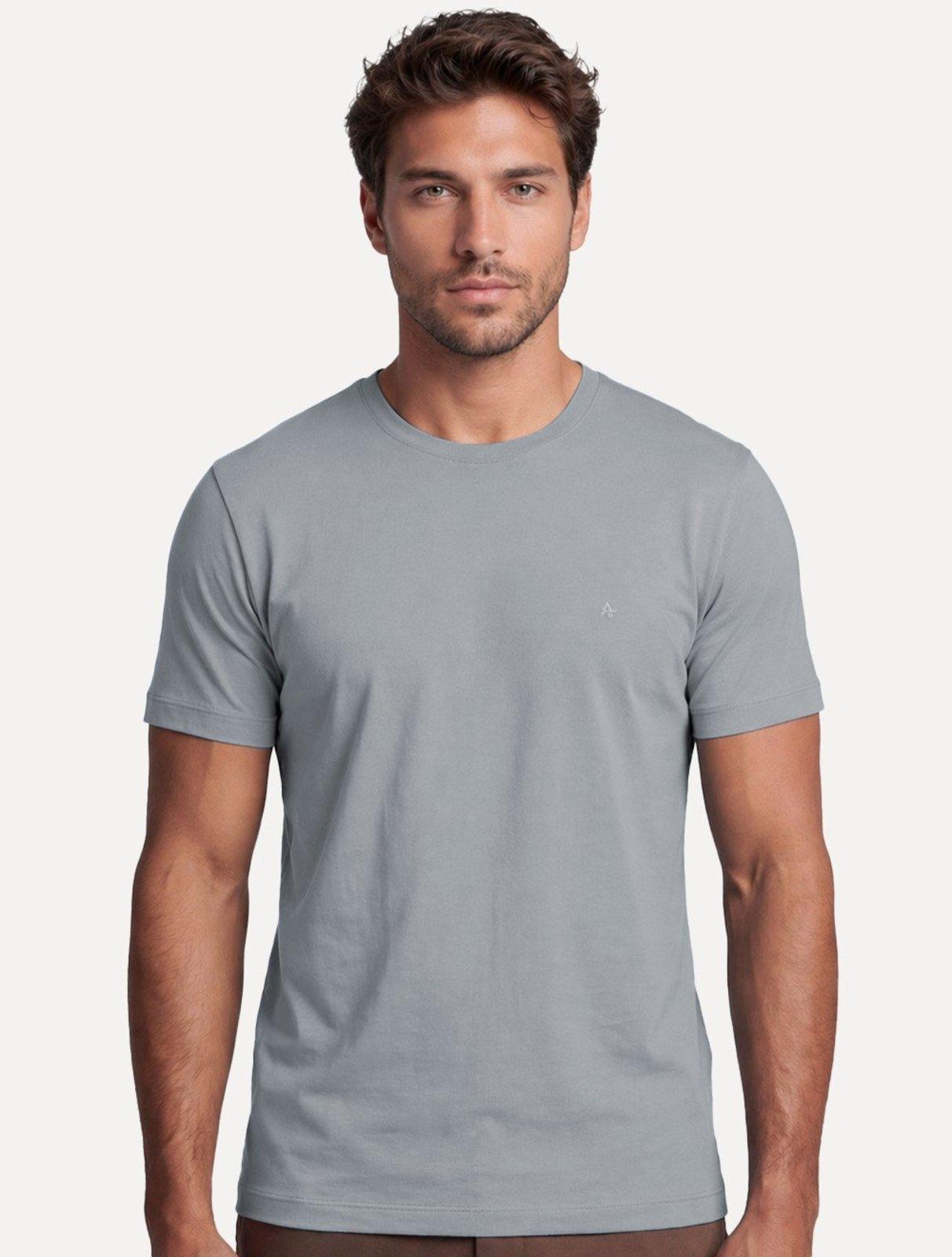 Camiseta Aramis Masculina Basic Lisa Mono Icon Chumbo
