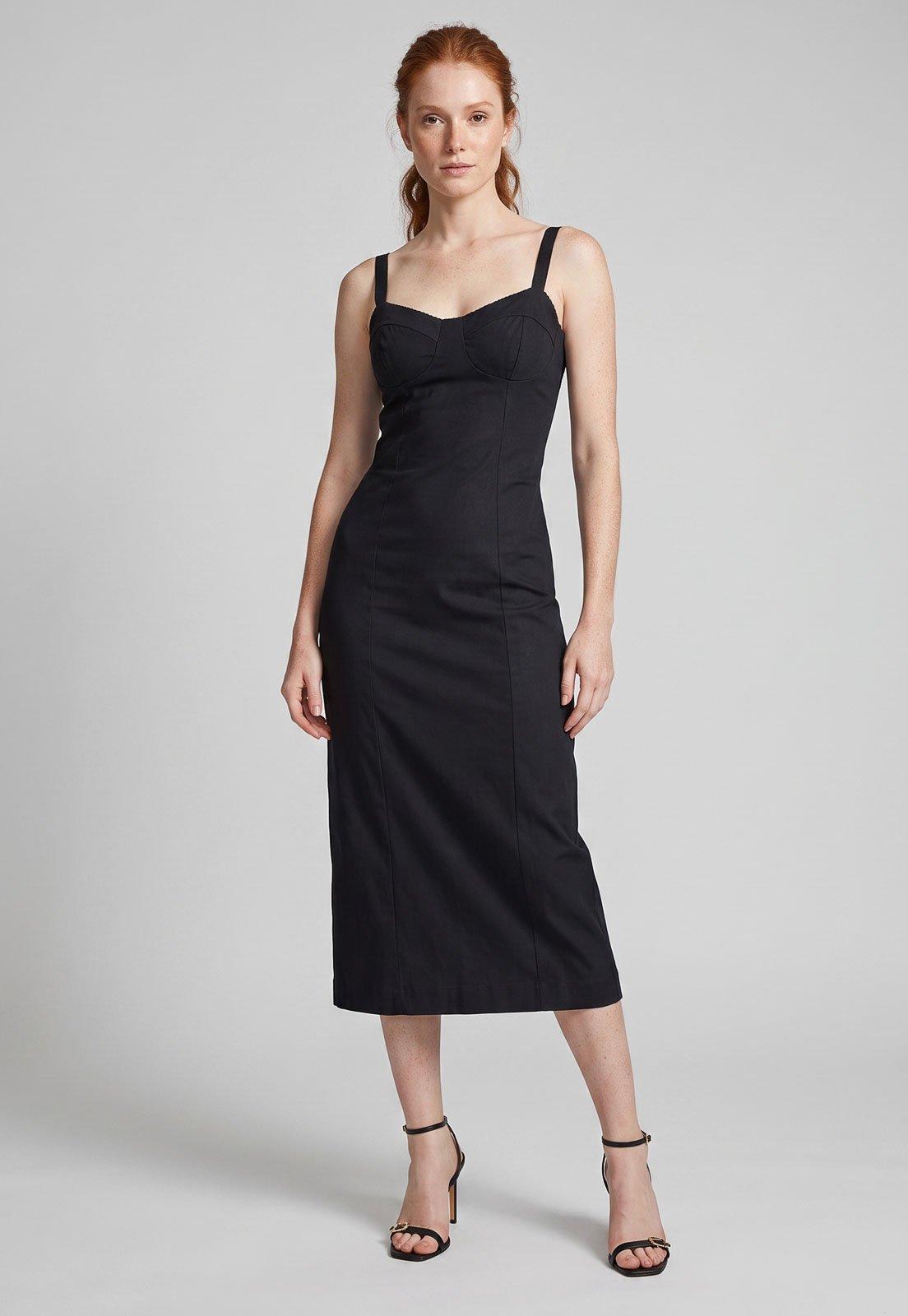 Vestido Feminino Colcci Midi Ajustado Preto