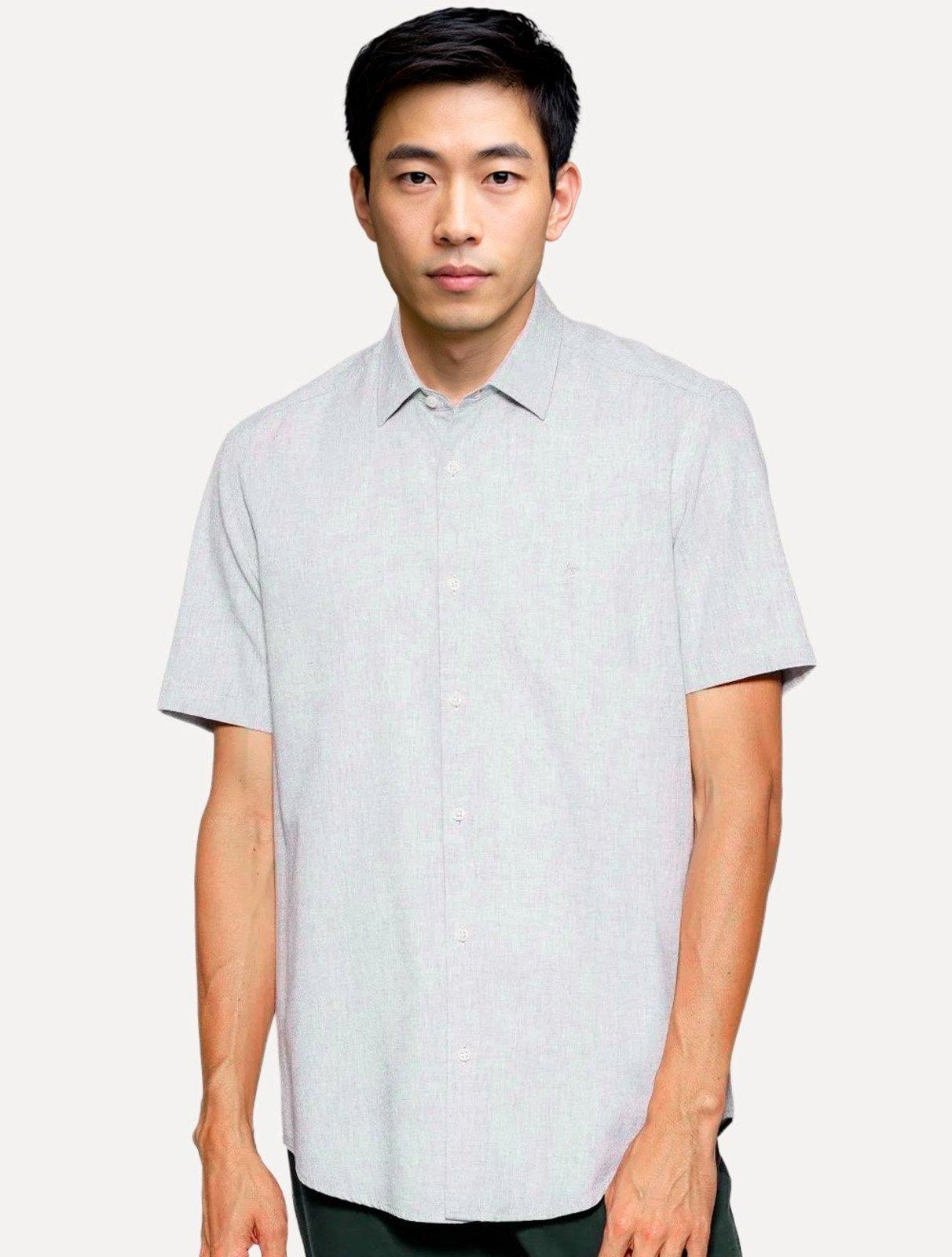 Camisa Aramis Masculina Manga Curta Slim Modal Boa Vista Azul Claro