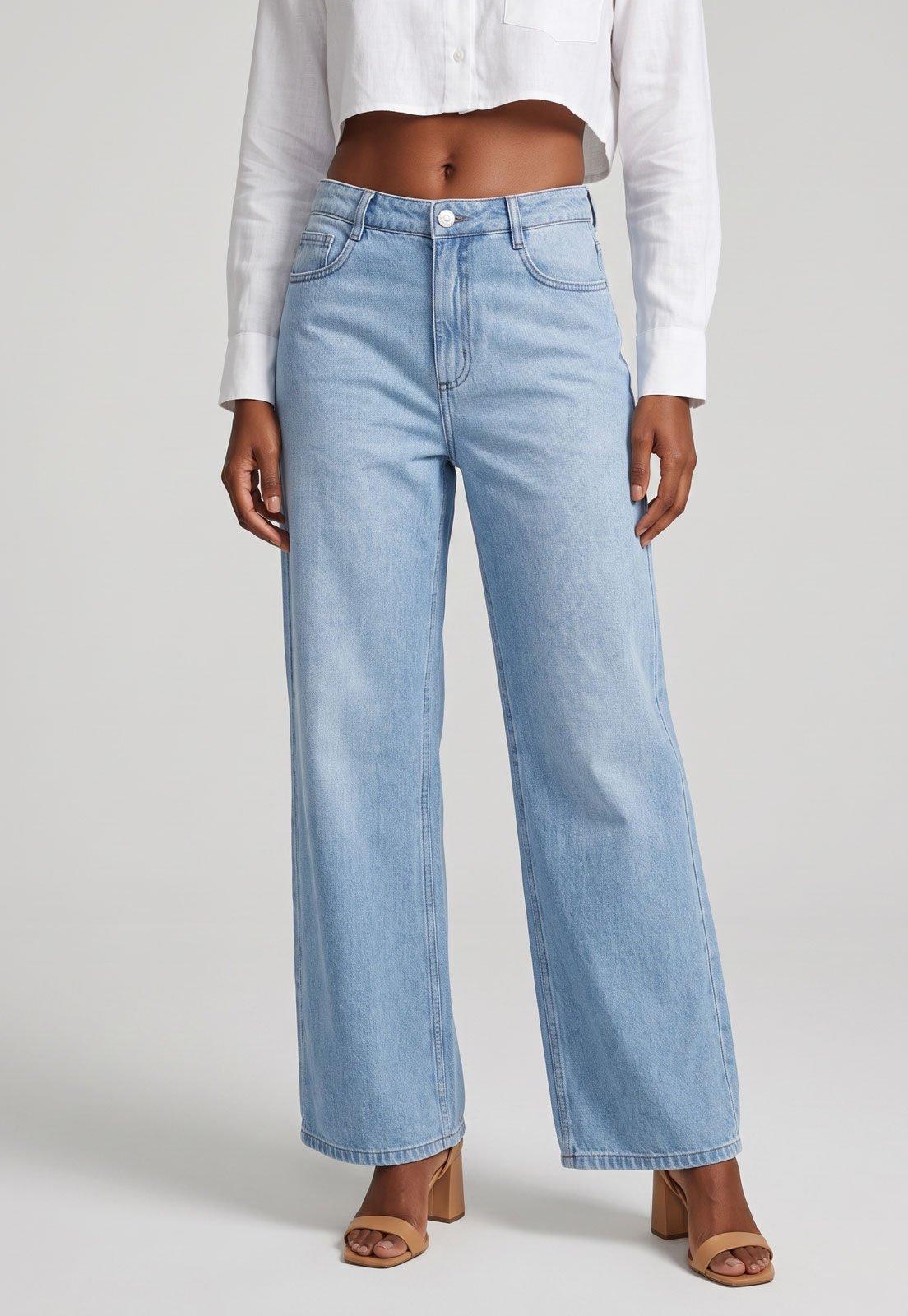 Calça Feminina Colcci Wide Leg Juliette Azul Claro