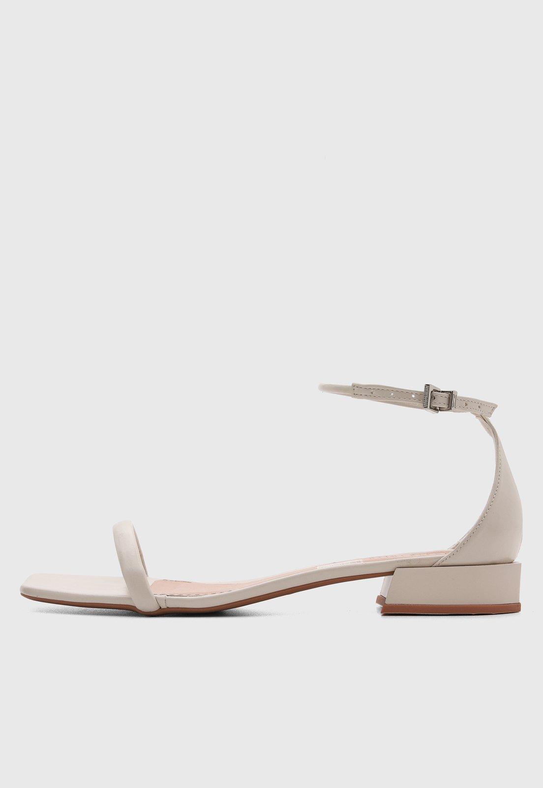 Sandália Feminina Santa Lolla Salto Baixo Tiras Off-White