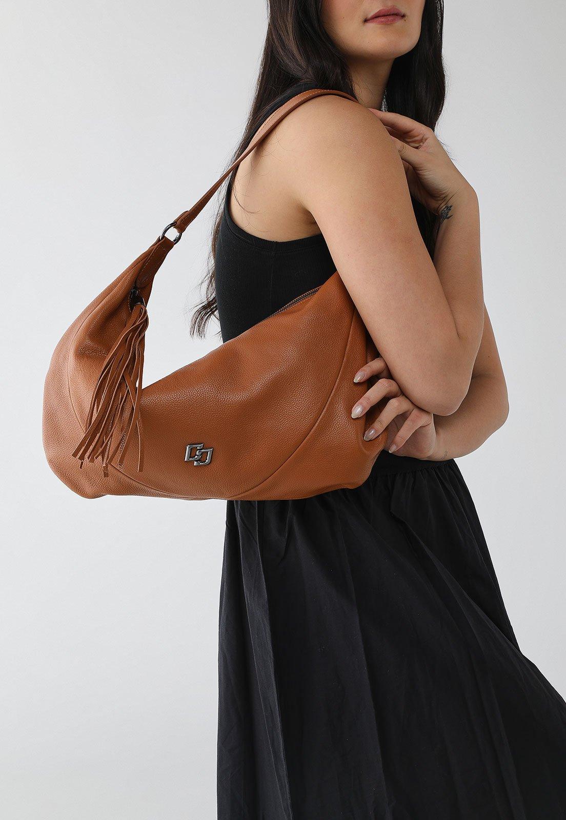 Bolsa Feminina Colcci Grande Detalhe em Franja Caramelo