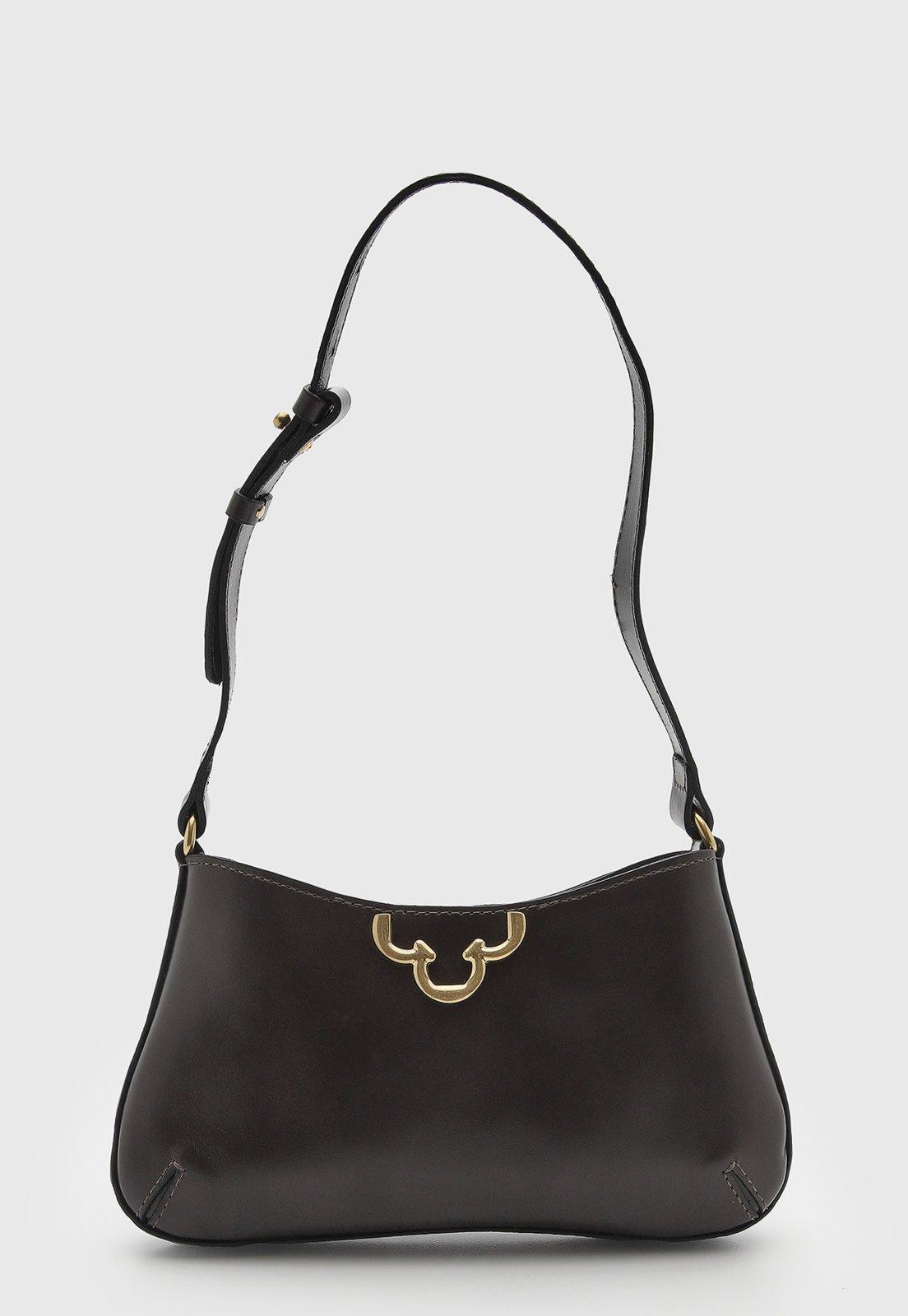 Bolsa Feminina Capodarte Média Logo Metalizado Marrom