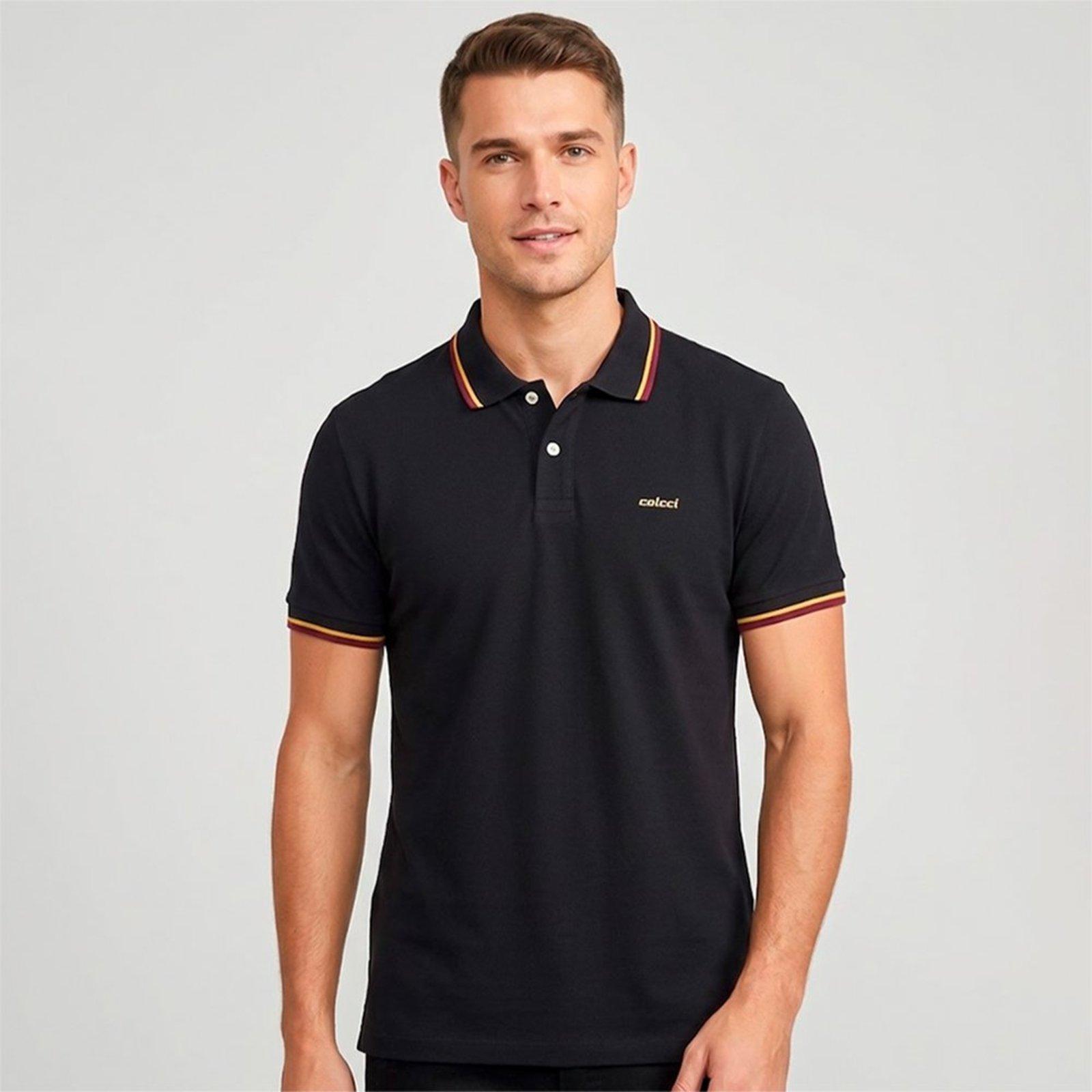 Camisa Polo Colcci 2 Lines Ou26 Preto Masculino
