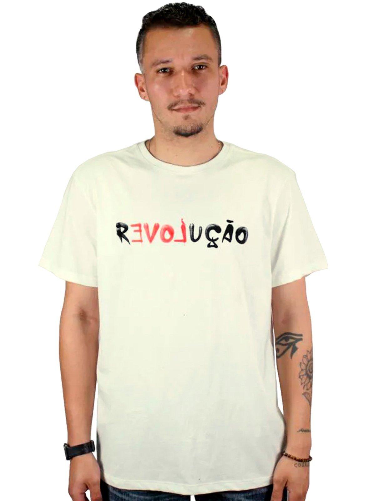 Camiseta Reserva Masculina Regular Revolução Off-White
