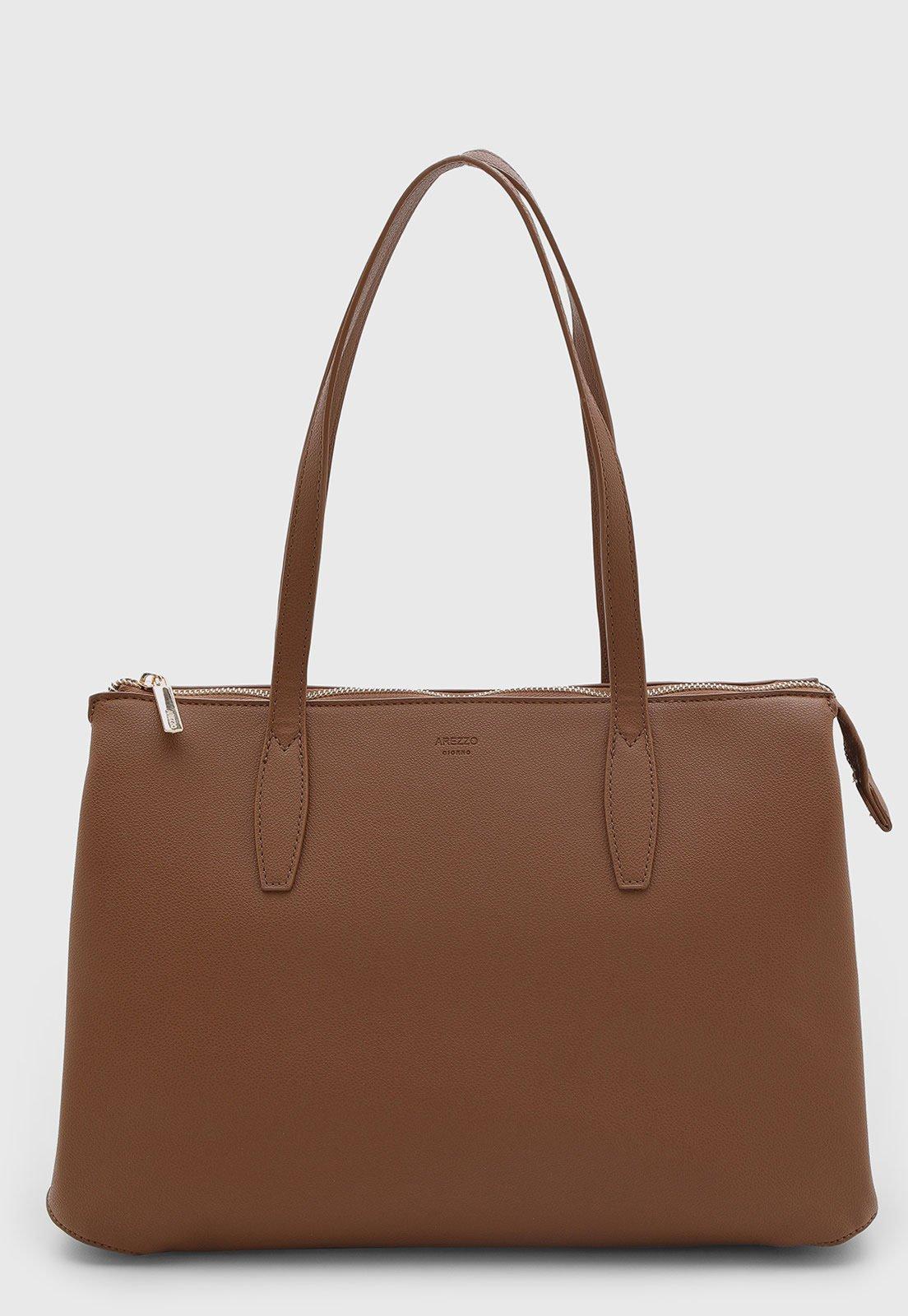 Bolsa Grande Arezzo Retangular Marrom