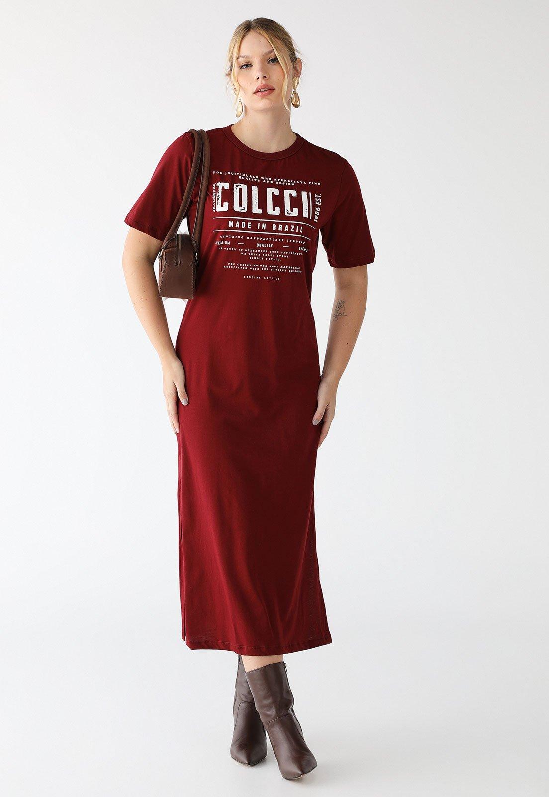 Vestido Colcci Midi Logo Vermelho