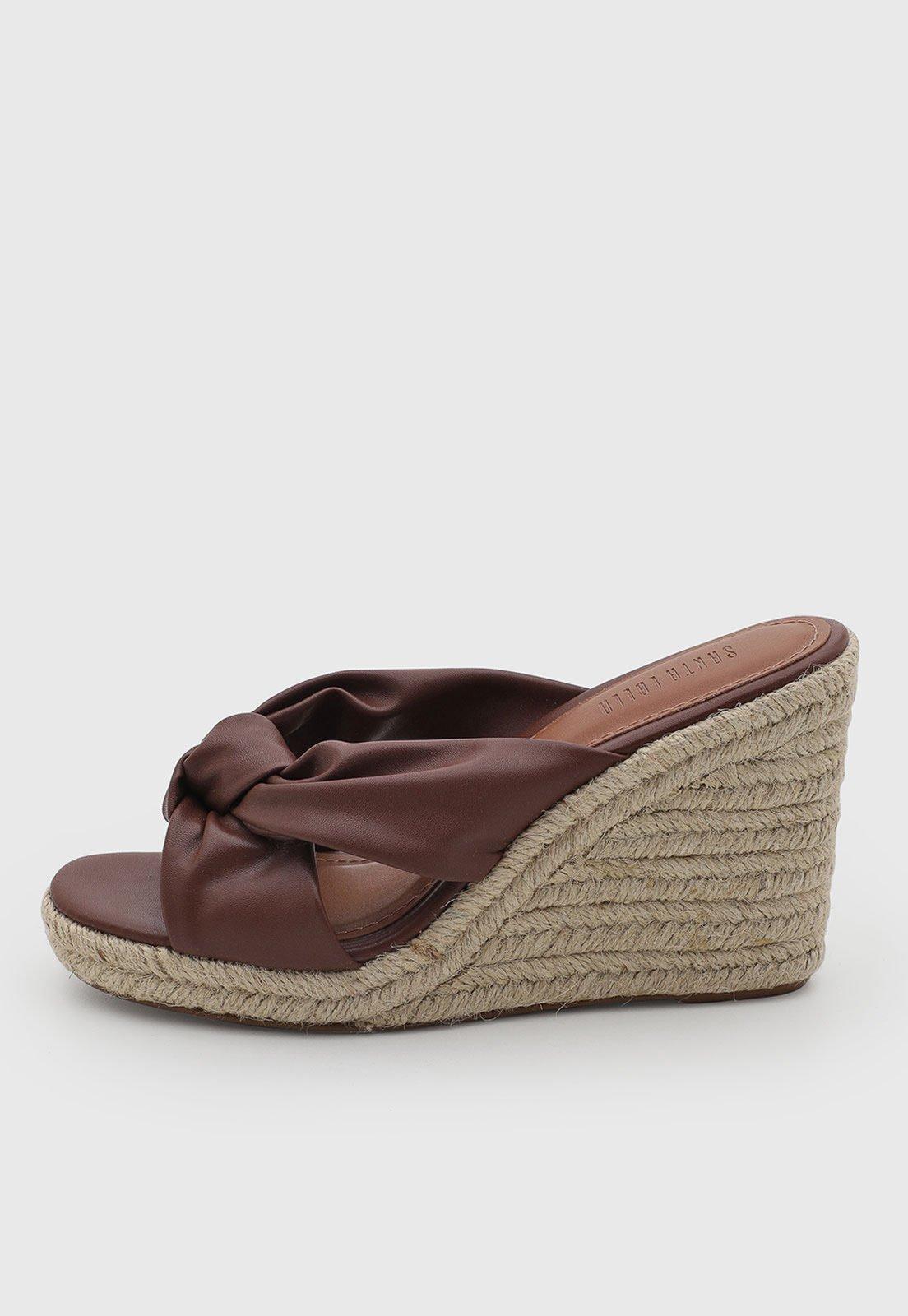 Sandália Feminina Santa Lolla Nó Salto Espadrille Marrom