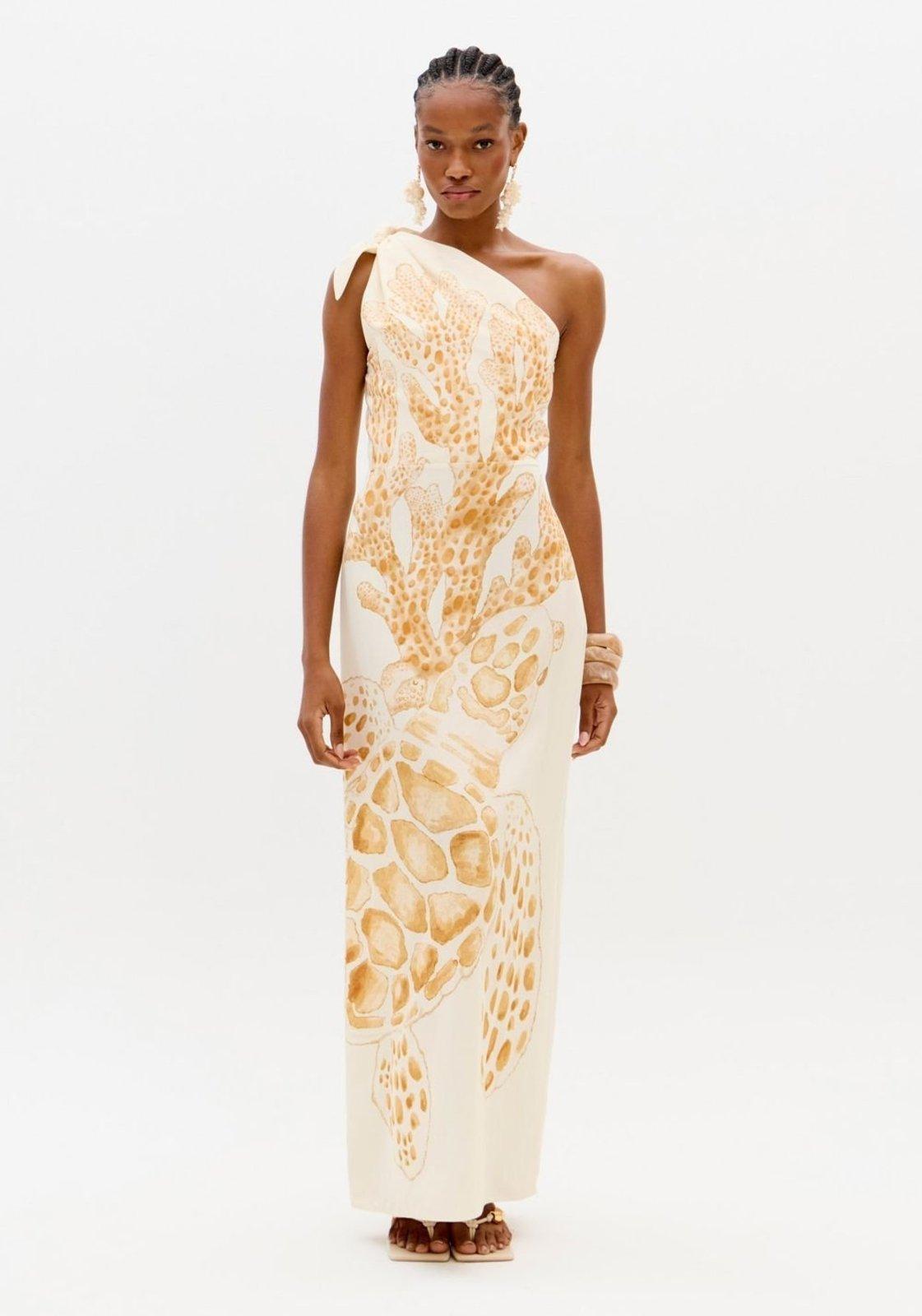 Vestido Ombro Único Com Estampa Lança Perfume