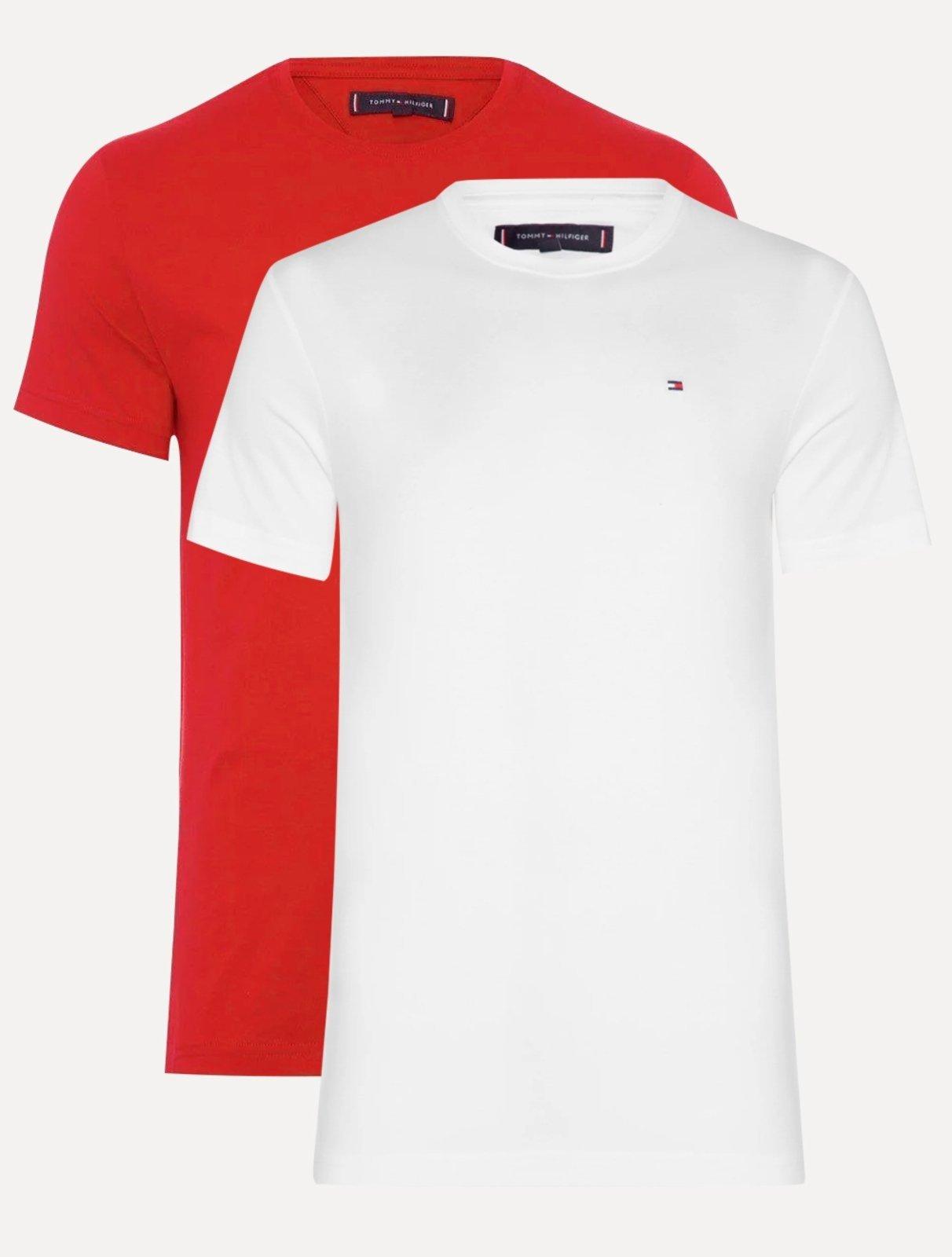 Kit Camisetas Tommy Hilfiger Masculinas Essential Cotton Vermelha/Branca
