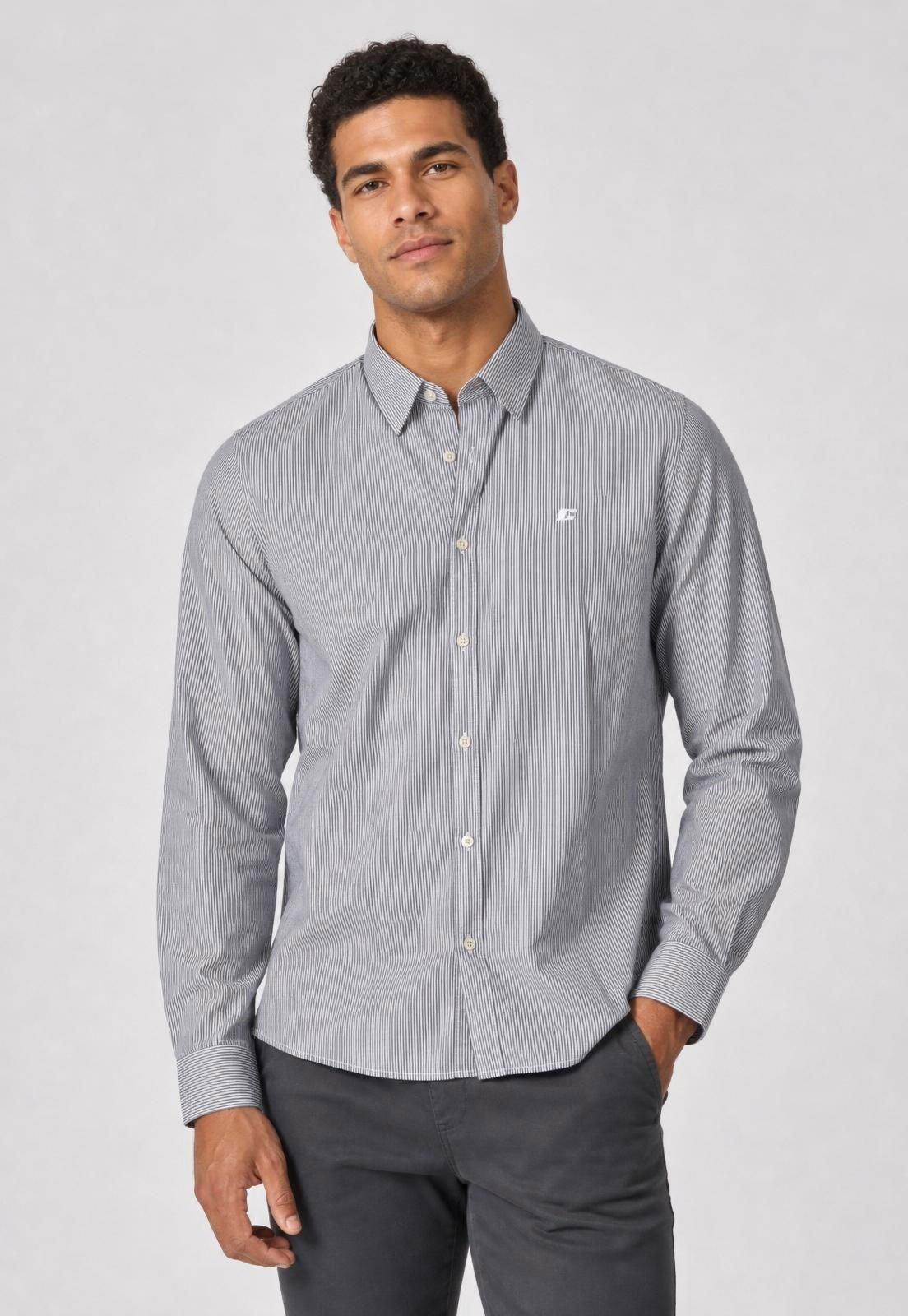 Camisa Masculina Colcci Listrada Preta