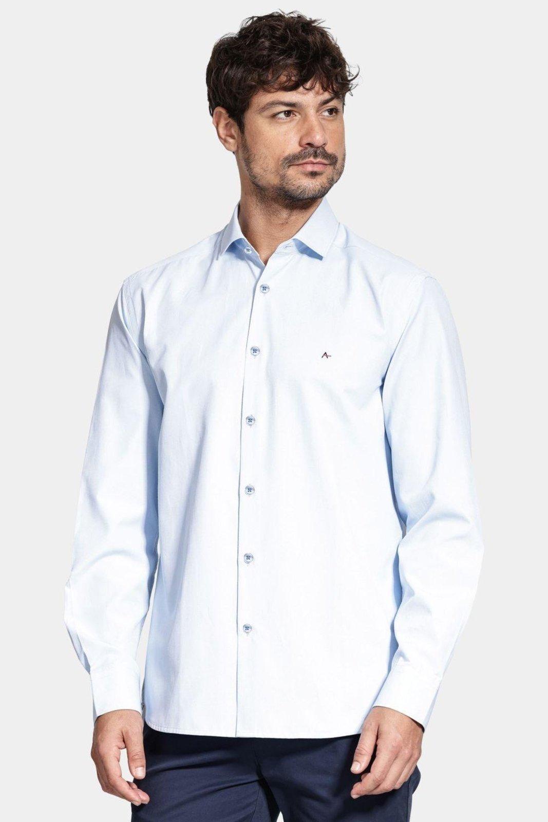 Camisa Aramis Manga Longa Algodão Misto Azul