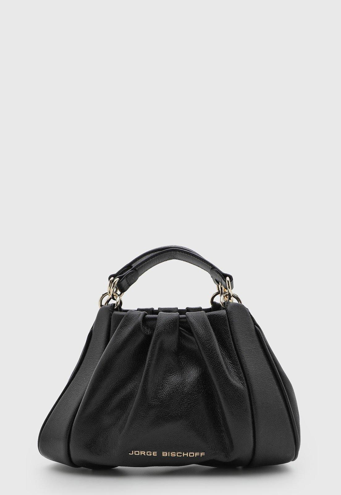 Bolsa Feminina Jorge Bischoff Couro Estruturada Preta