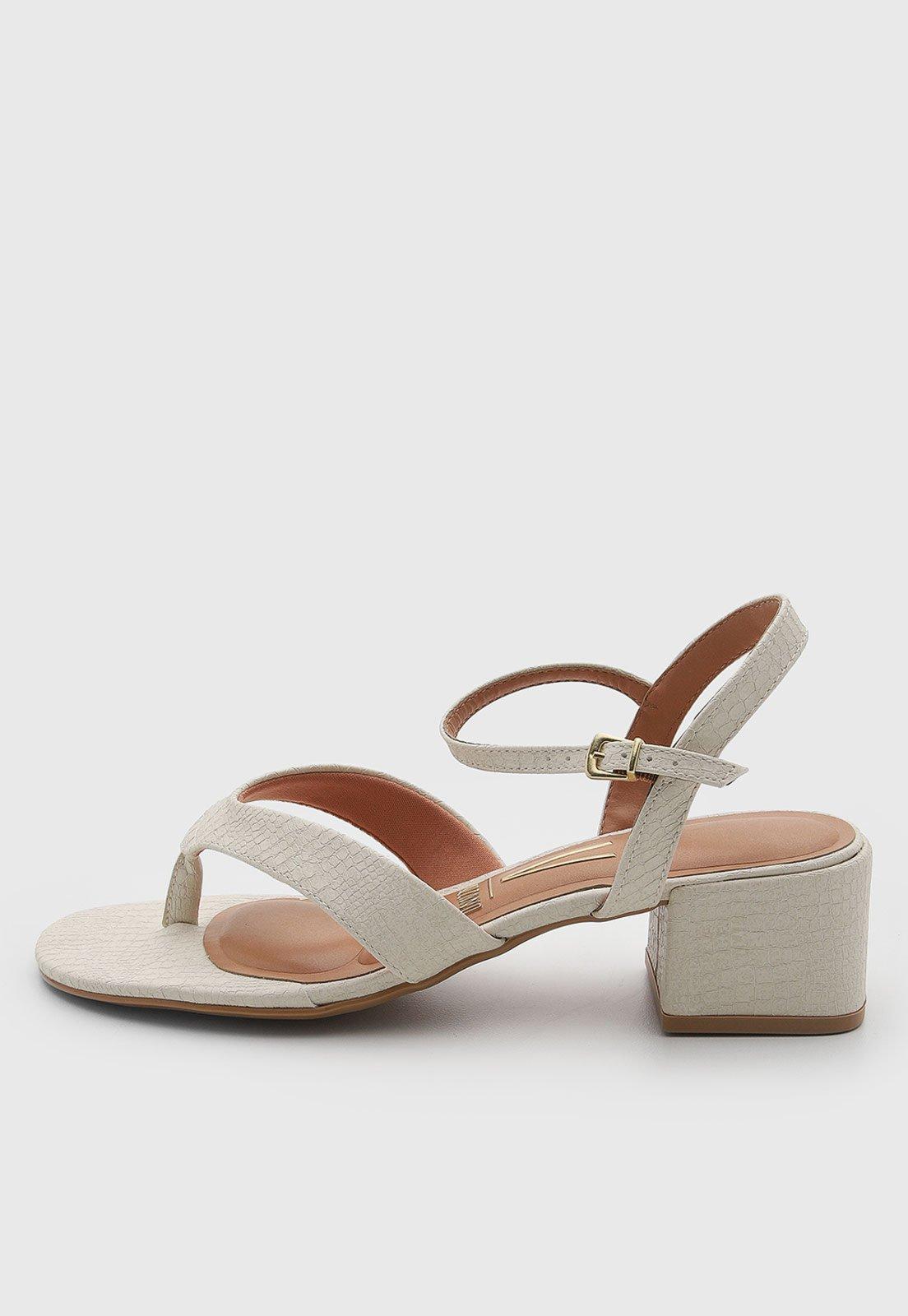 Sandália Feminina Vizzano Salto Bloco Tiras Cruzadas Off-White