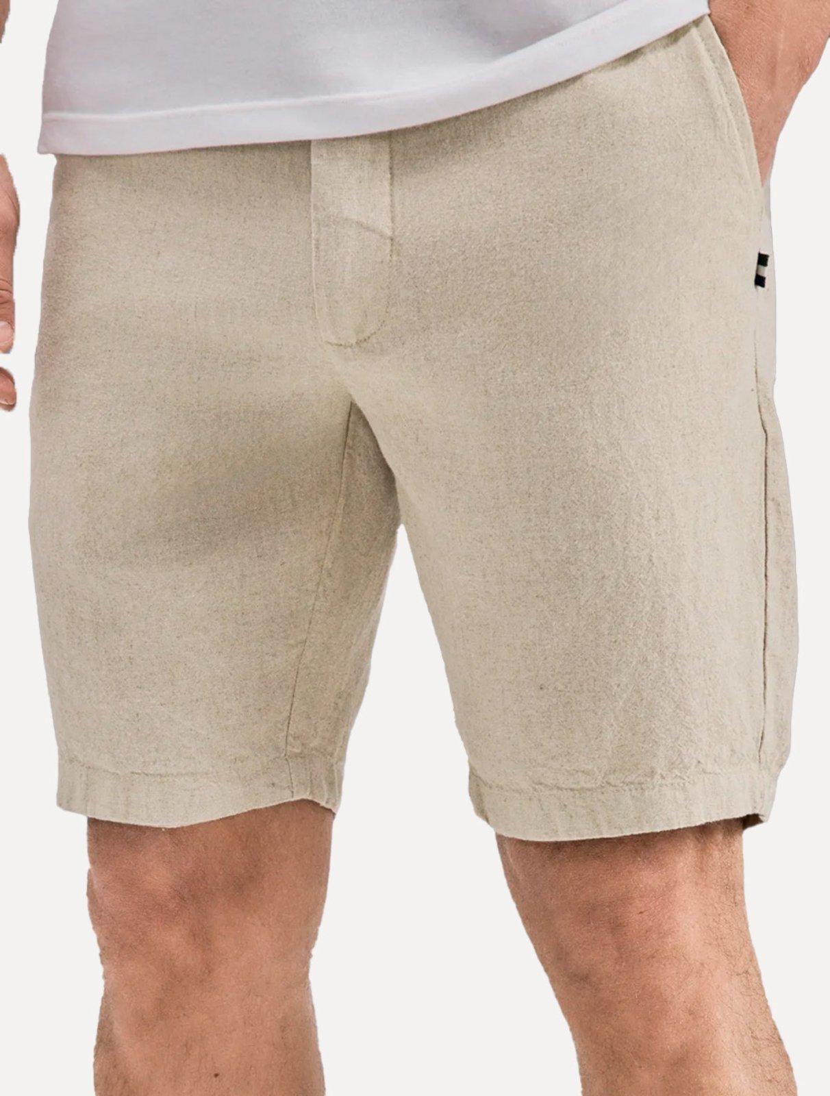 Bermuda Reserva Masculina Casual Linho Cáqui